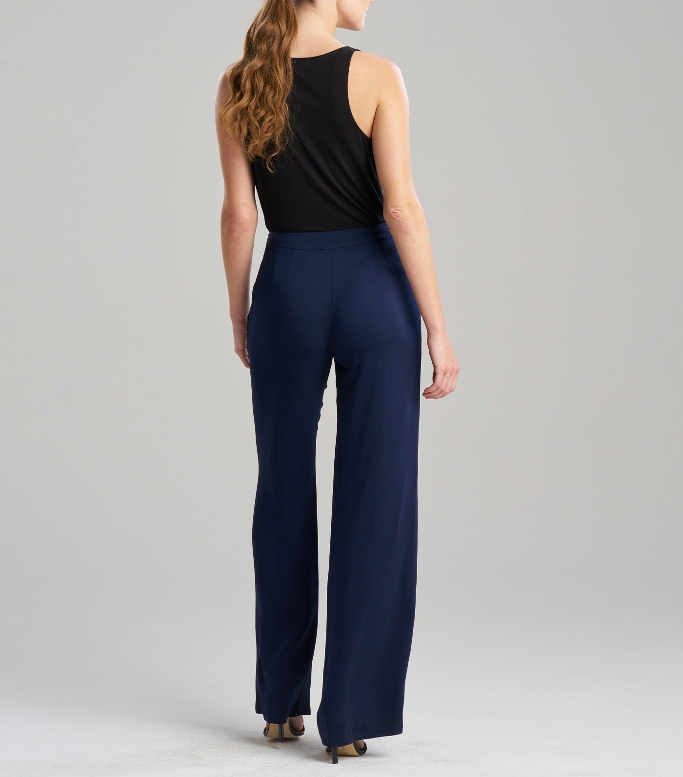 Stretch Crepe Straight Leg Pants Midnight Navy