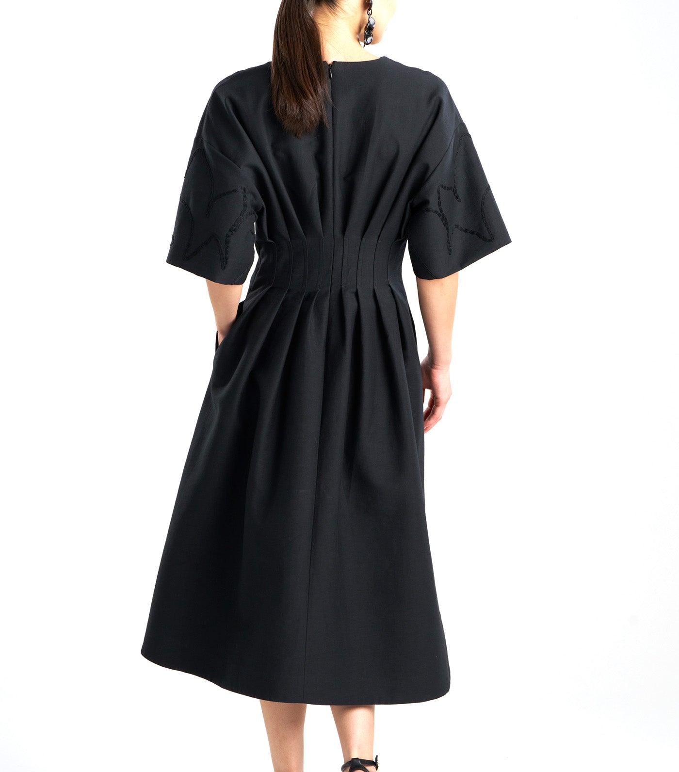 Canvas Cotton Embroidered Dress Black