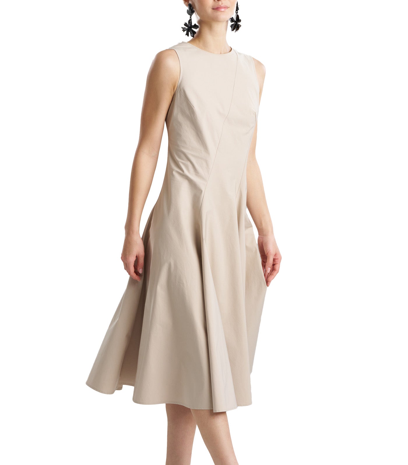 Tech Cotton Taffeta Asymmetrical Seam Dress Beachwood