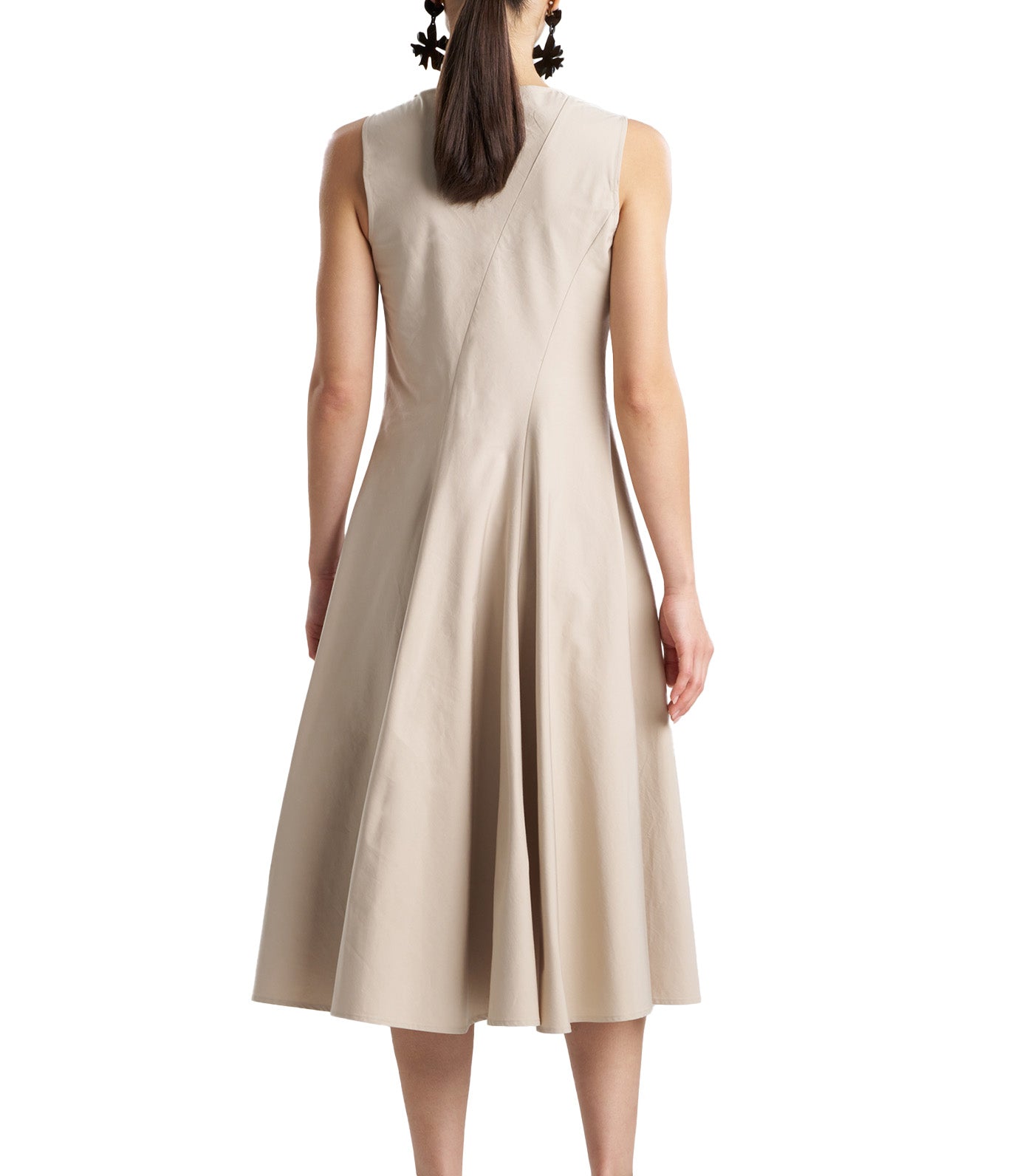Tech Cotton Taffeta Asymmetrical Seam Dress Beachwood