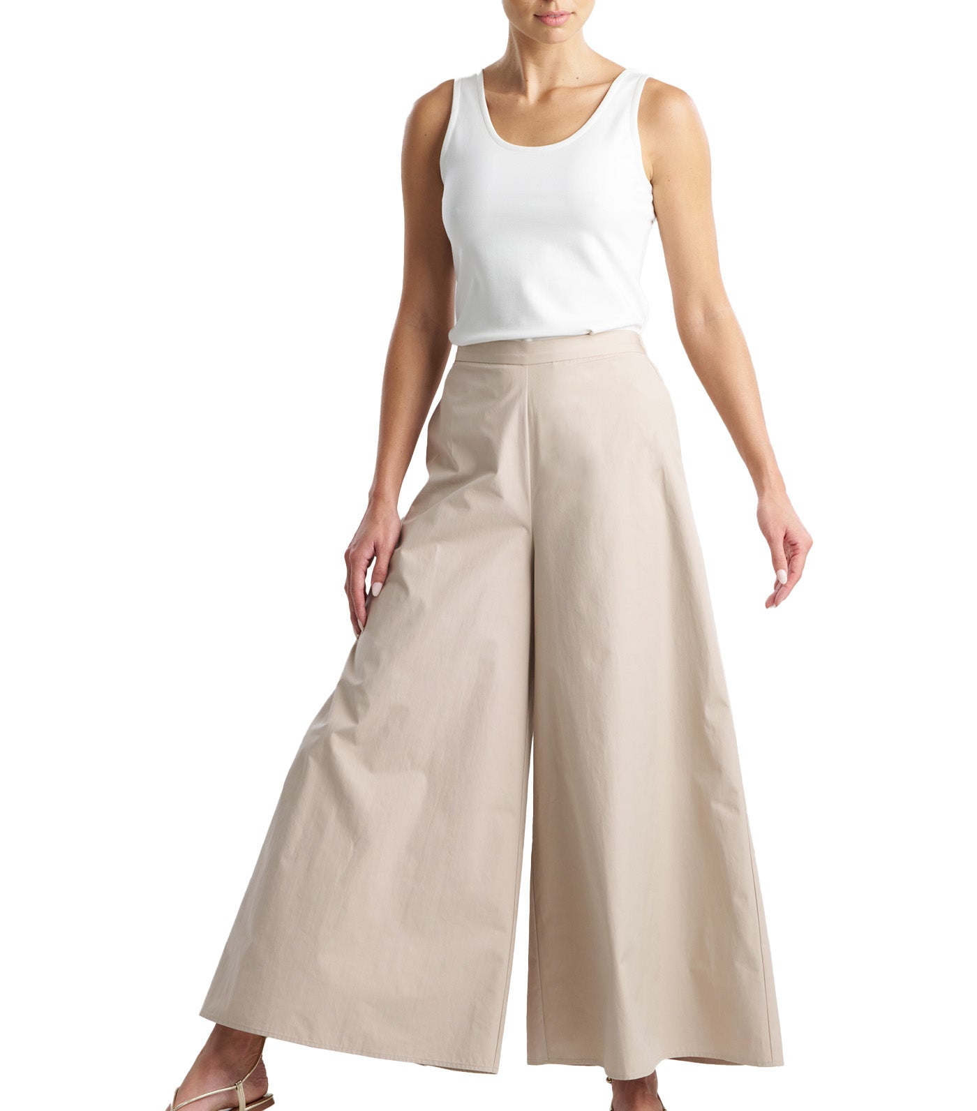 Tech Cotton Taffeta Palazzo Pants Beachwood