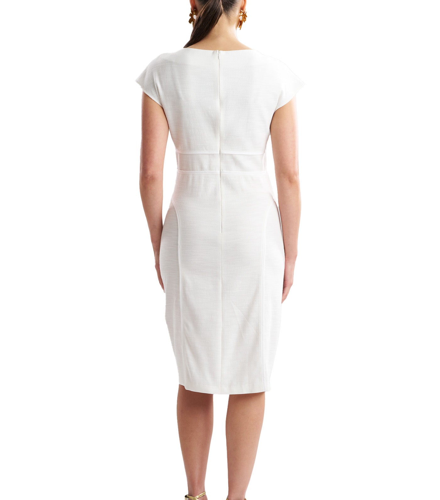 Natori Ready-To-Wear Stretch Basketweave Cotton Sheath Dress Warm White