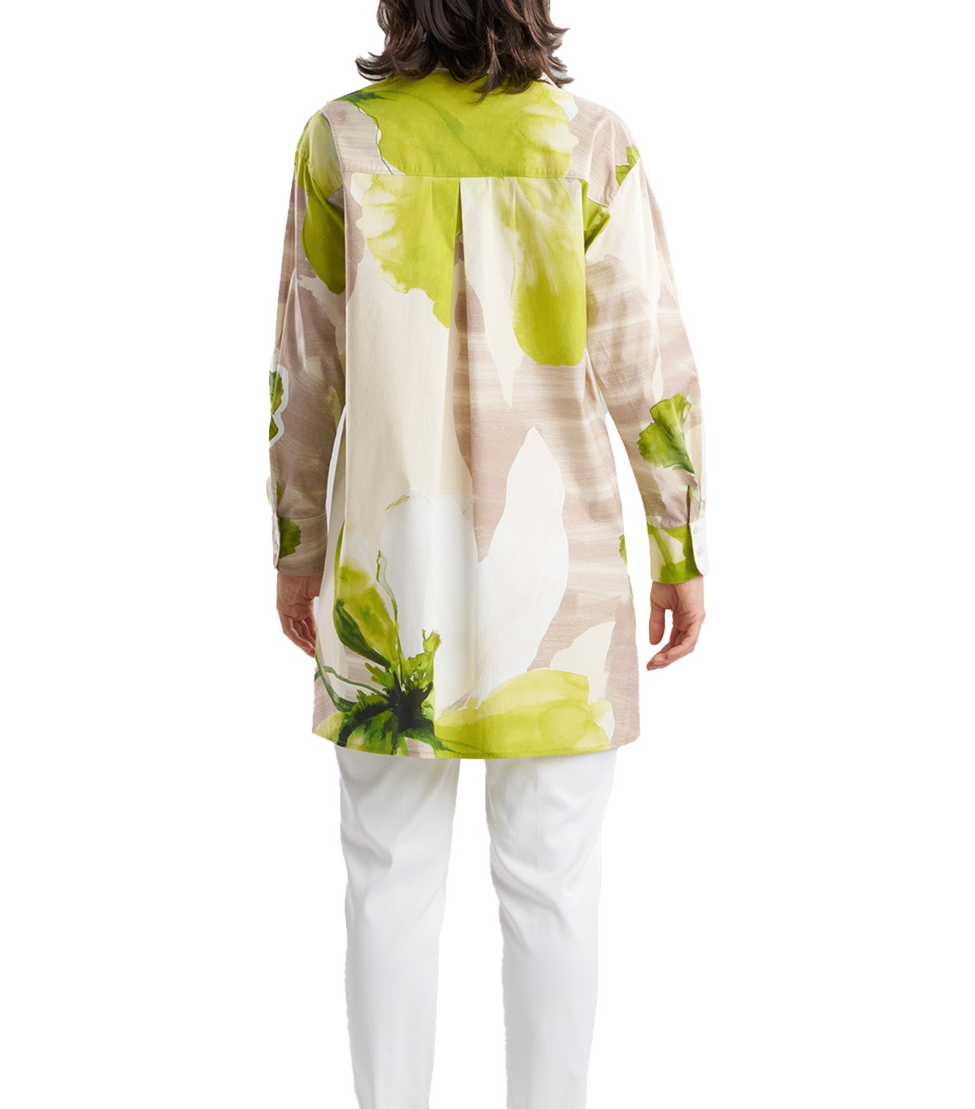 Natori Ready-To-Wear Orchid Cotton Poplin Oversized Button Down Shirt Chartreuse