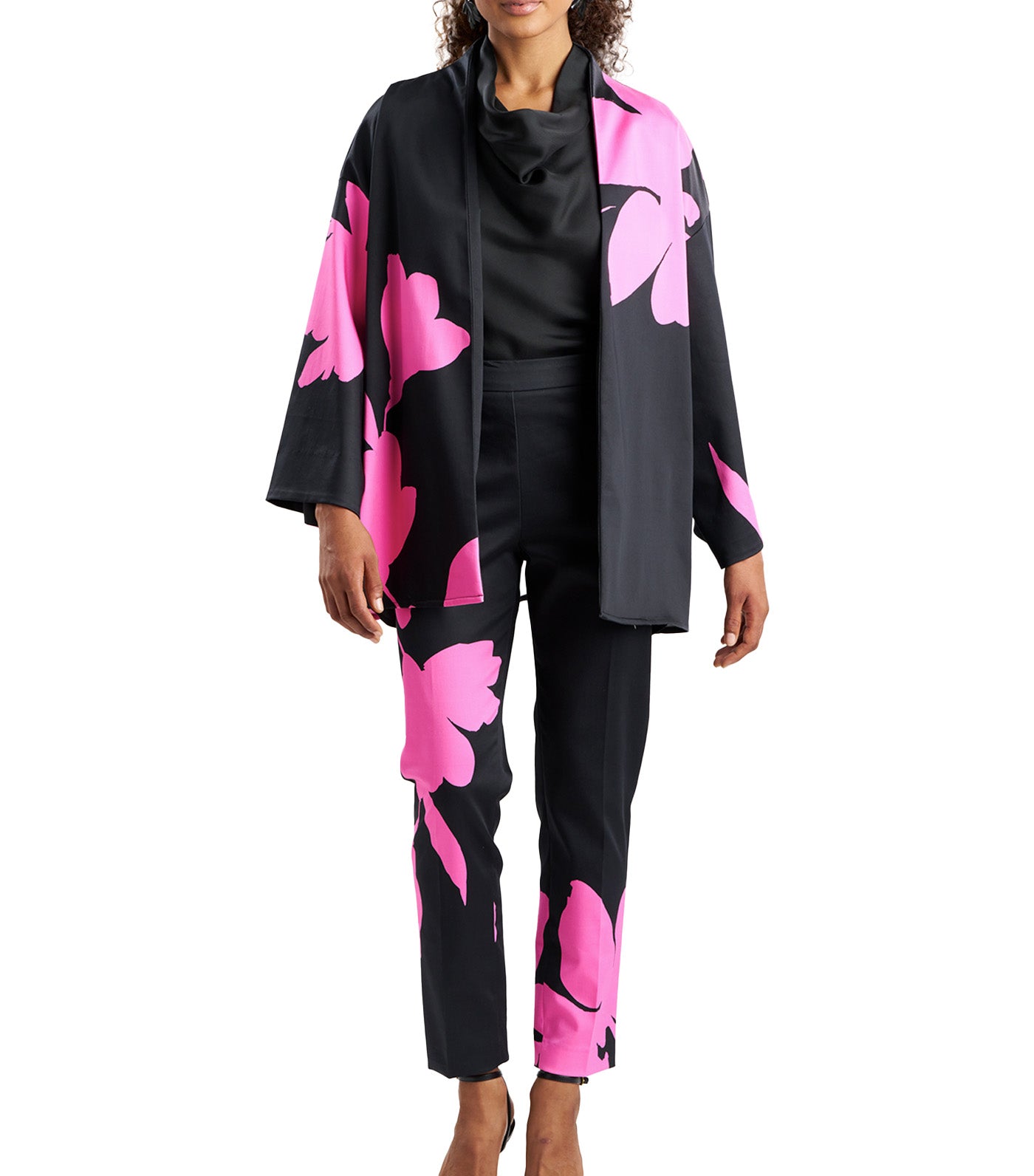 Natori Ready-To-Wear Peony Cotton Chino Coat Fresh Pink/Black