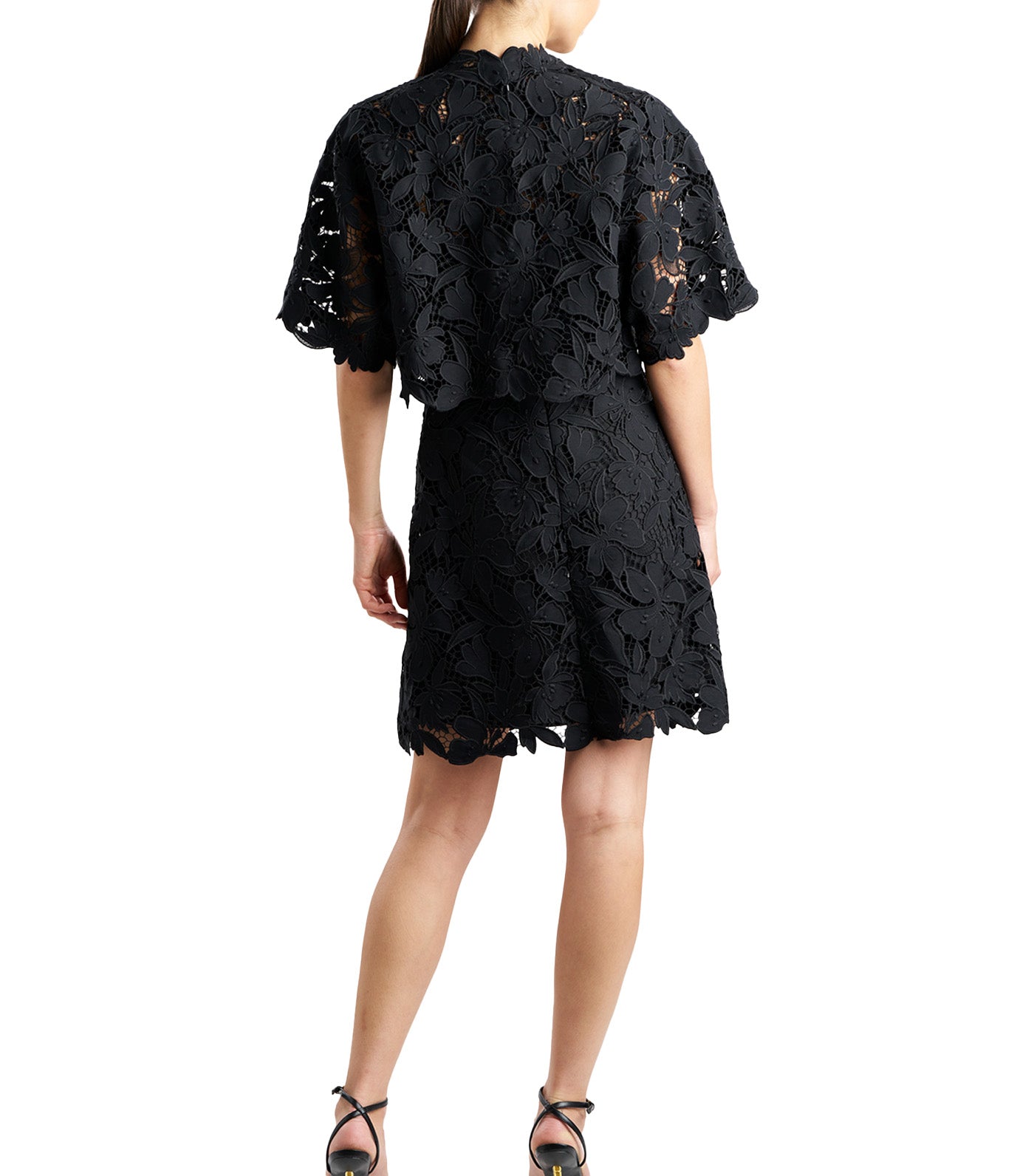Peony Floral Lace Bolero Black