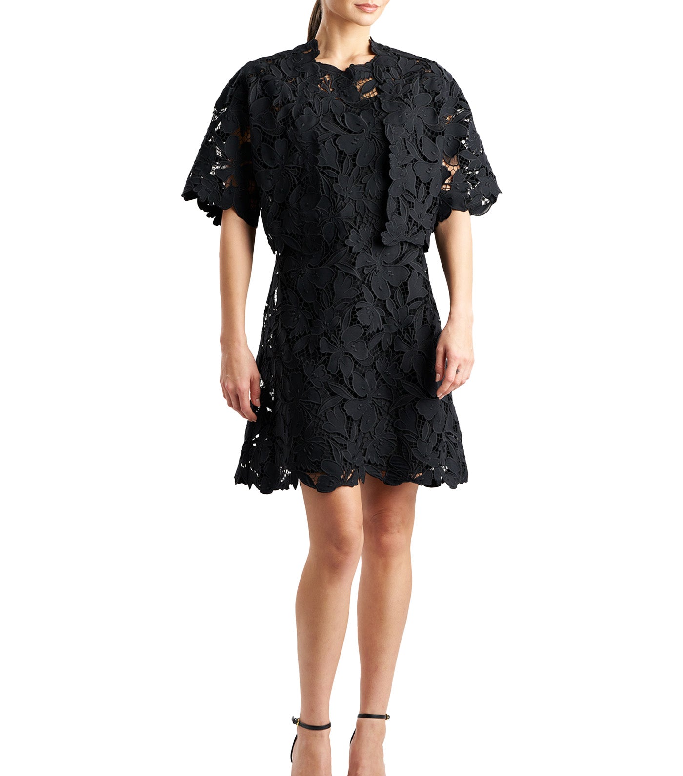 Peony Floral Lace Bolero Black