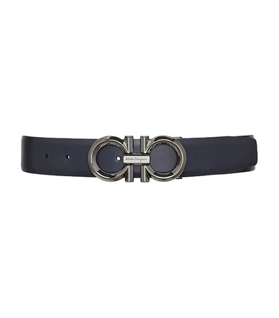 Reversible and Adjustable Gancini Belt Black/Navy Blue