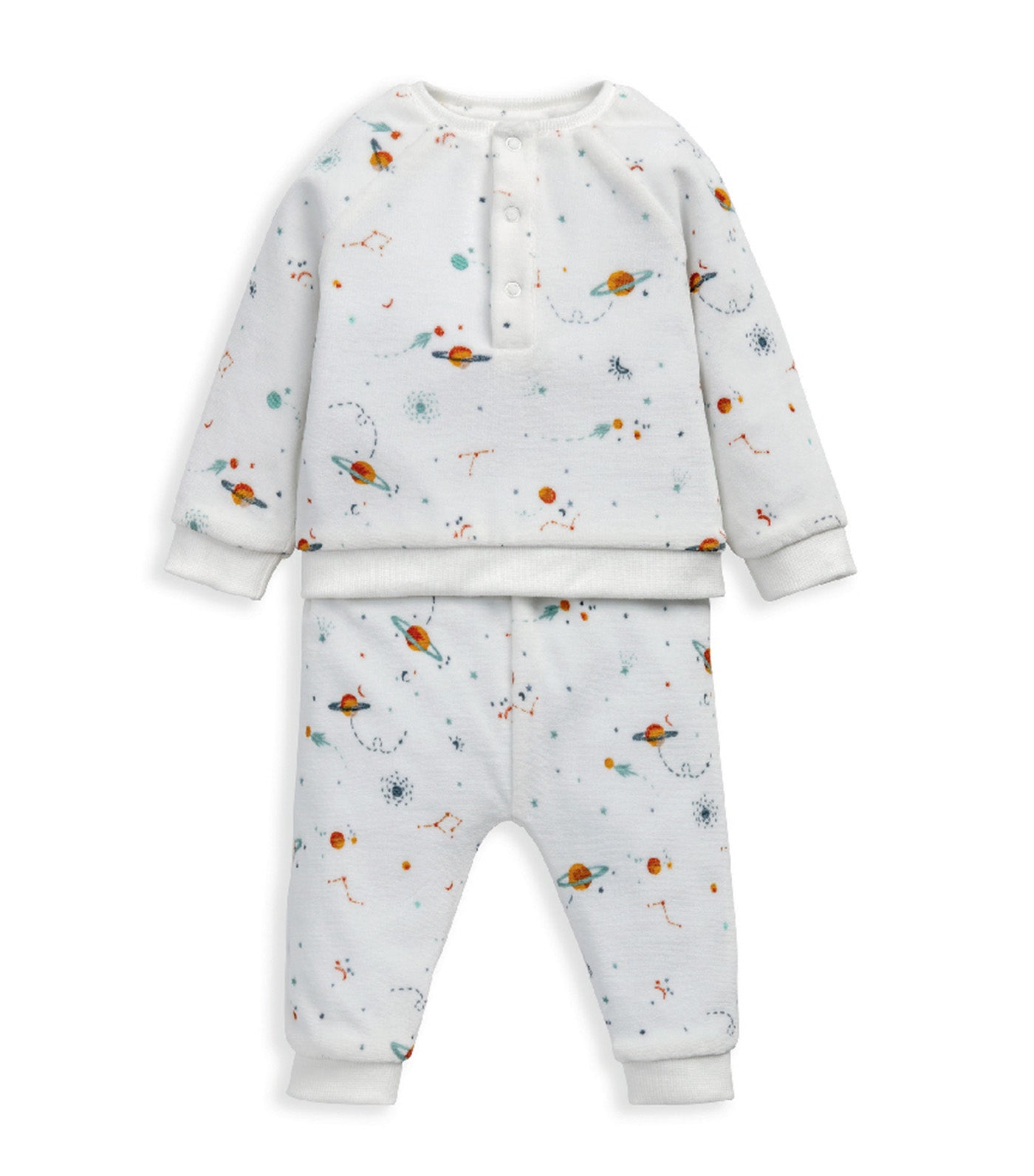 Planets Velour Pajamas White