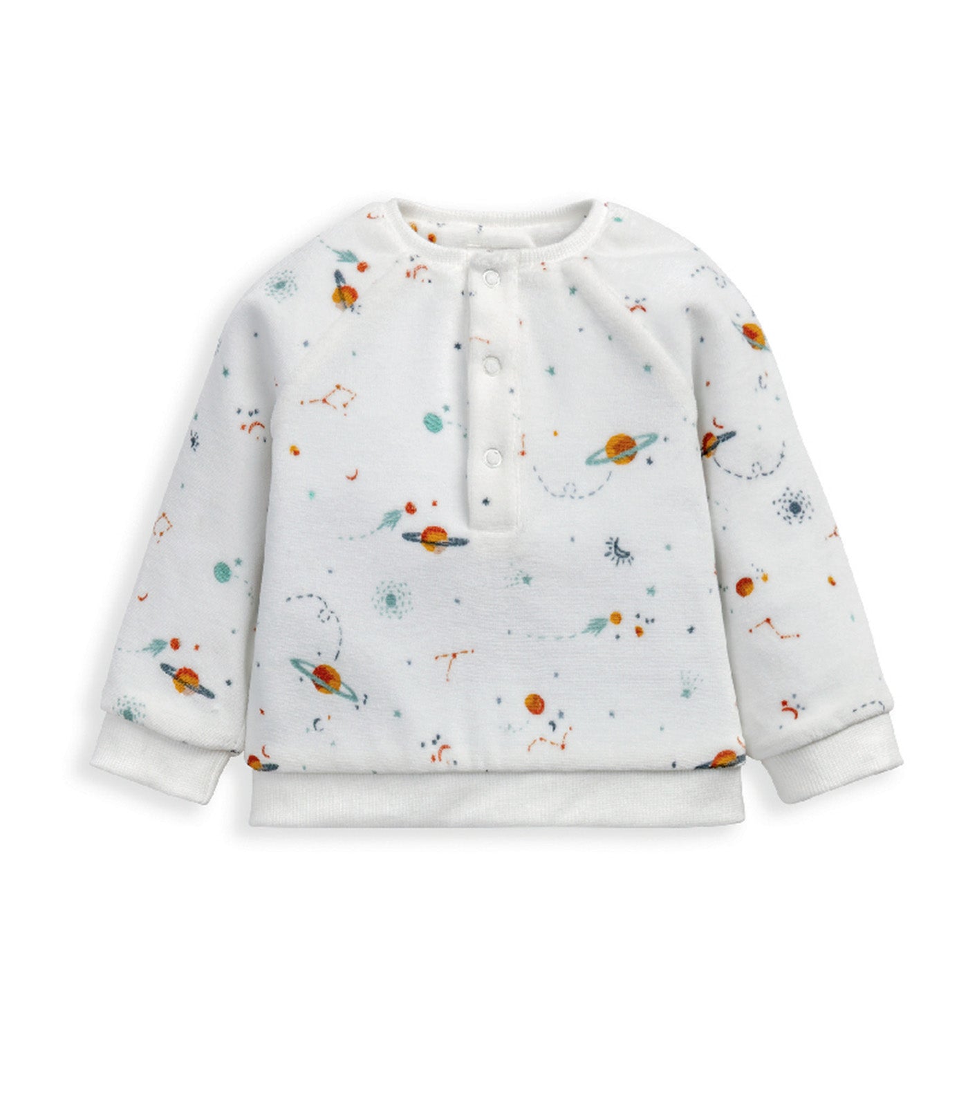Planets Velour Pajamas White