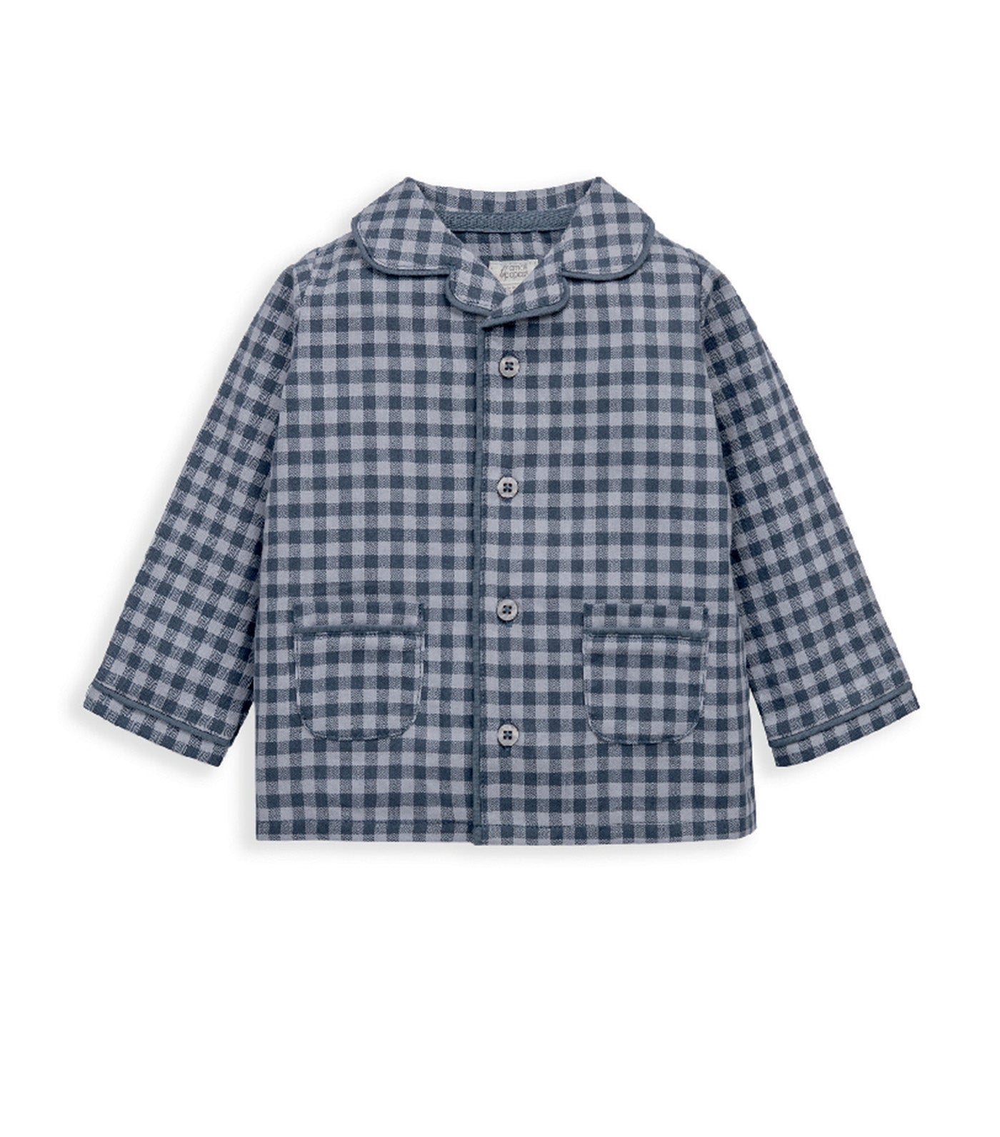 Woven Collar Gingham Pajamas Blue