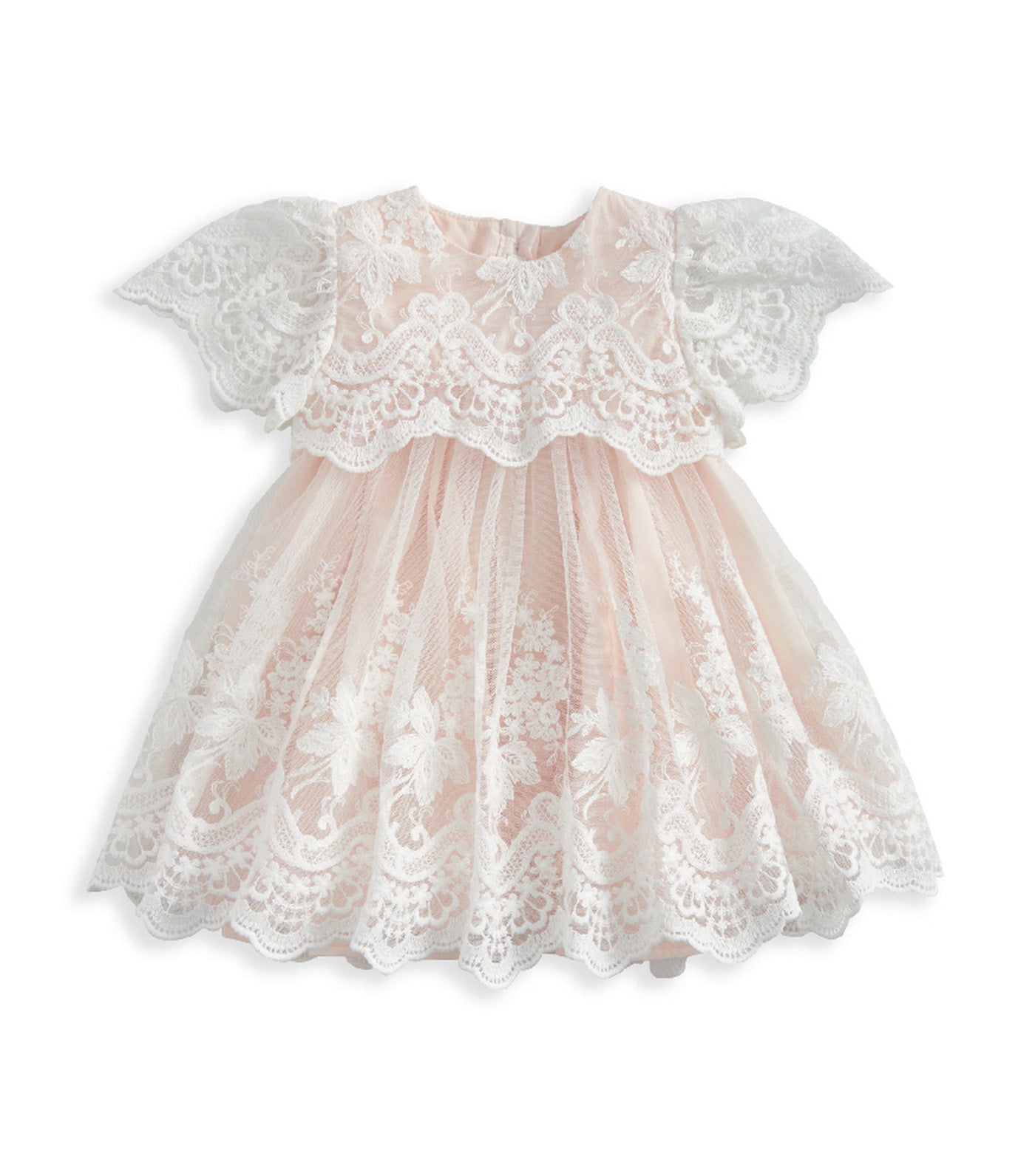 Lace Frill Sleeve Dress White