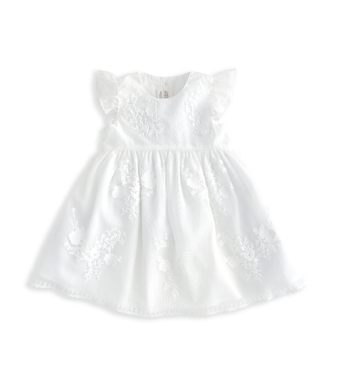 Mamas & Papas Short Sleeve Embroidered Lace Dress Floral Print White