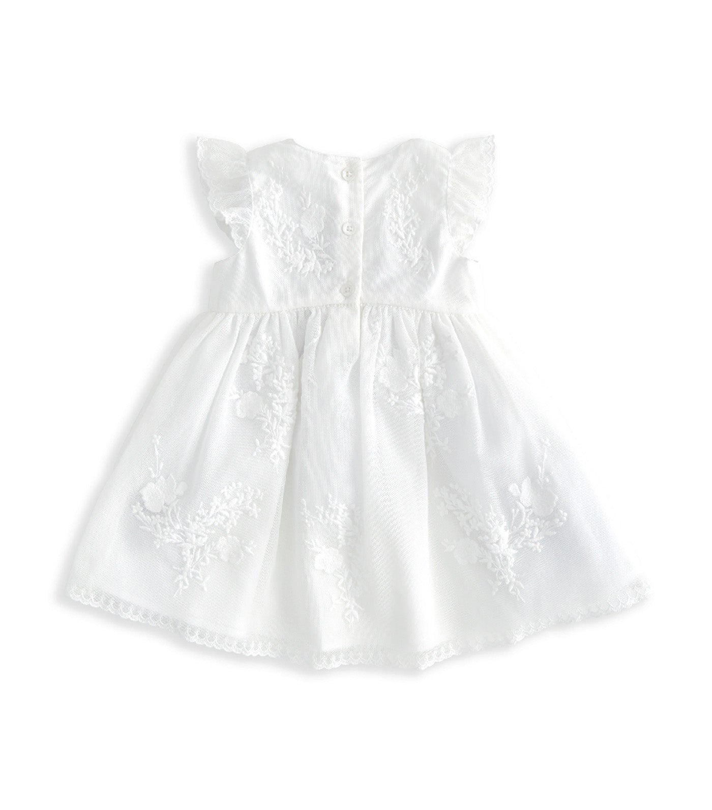 Mamas & Papas Short Sleeve Embroidered Lace Dress Floral Print White