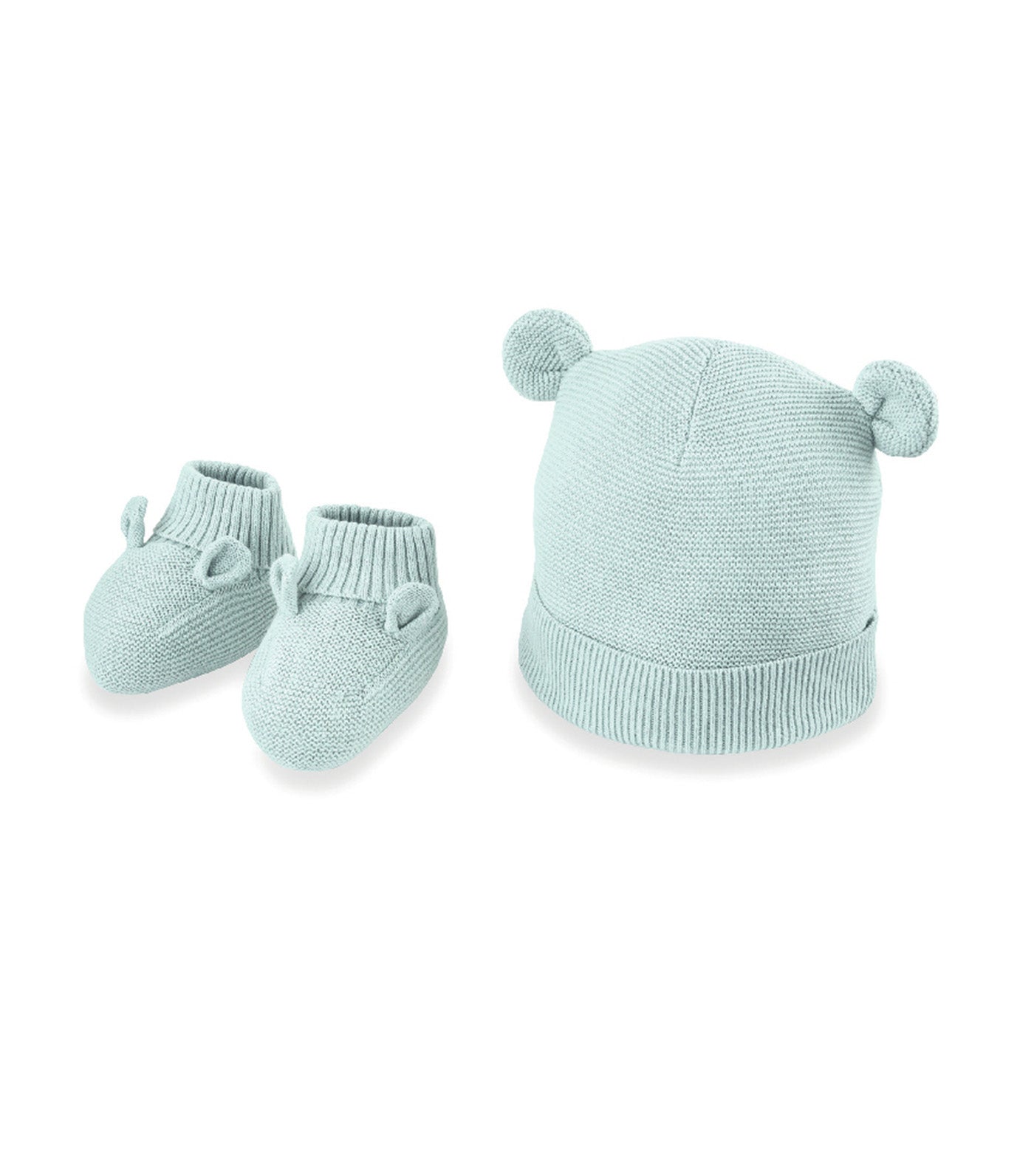 Knit Hat and Bootie Set Blue