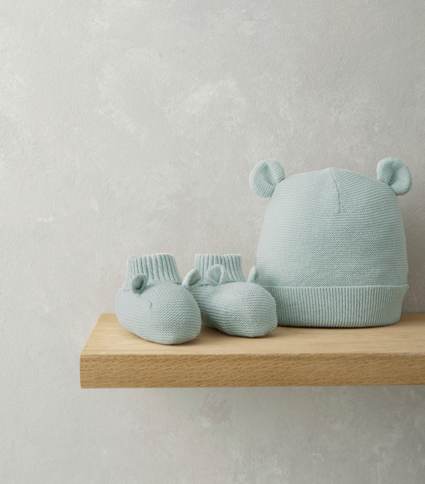 Knit Hat and Bootie Set Blue