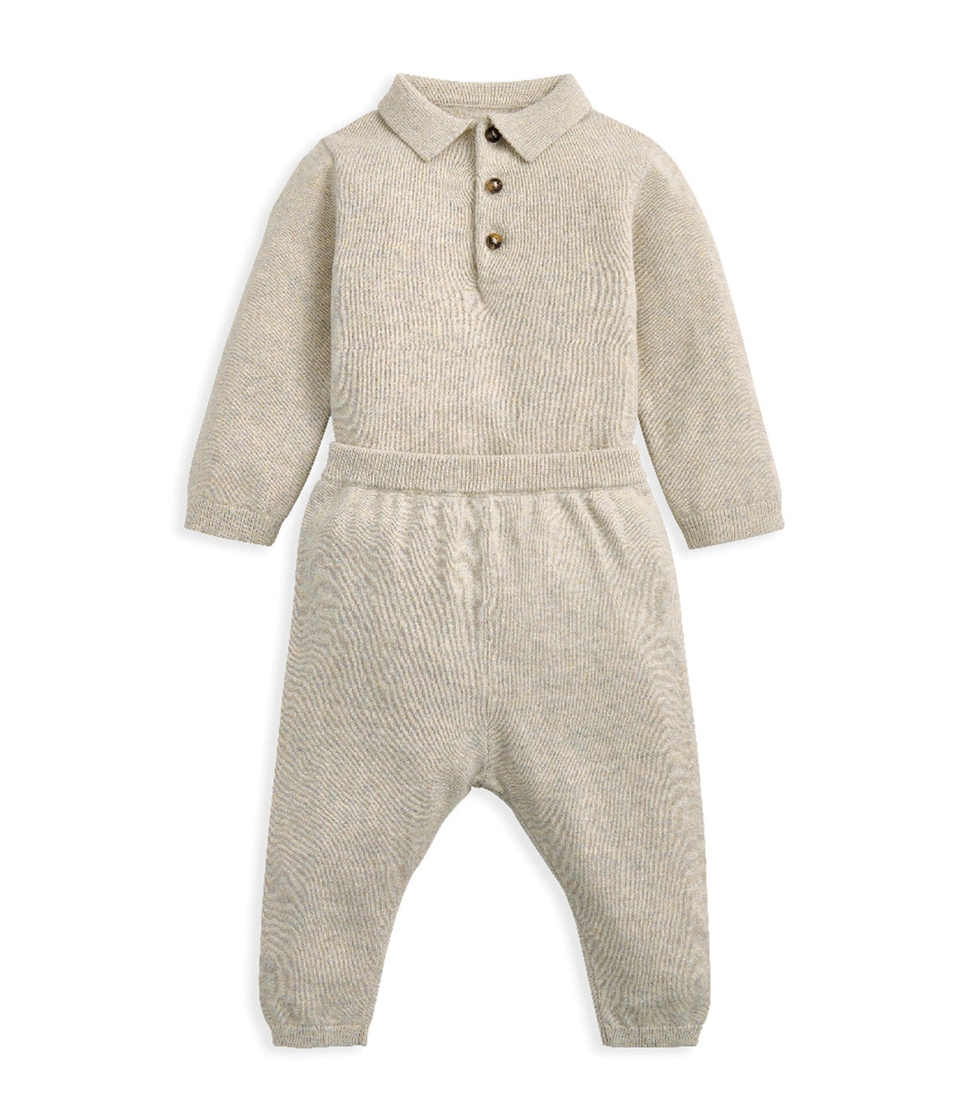 Knit Polo Bodysuit & Bottoms Set of 2 Oatmeal