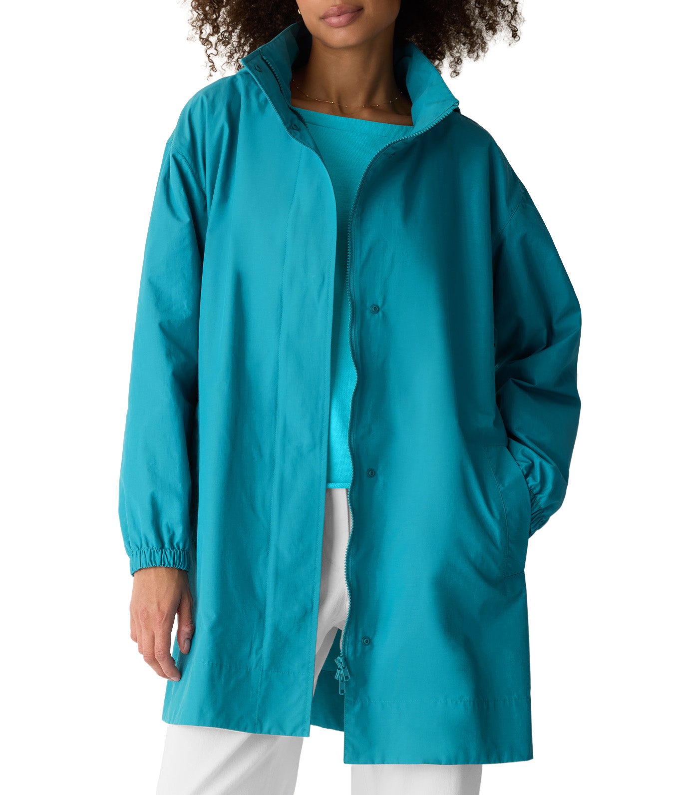 Light Cotton Nylon Stand Collar Coat River
