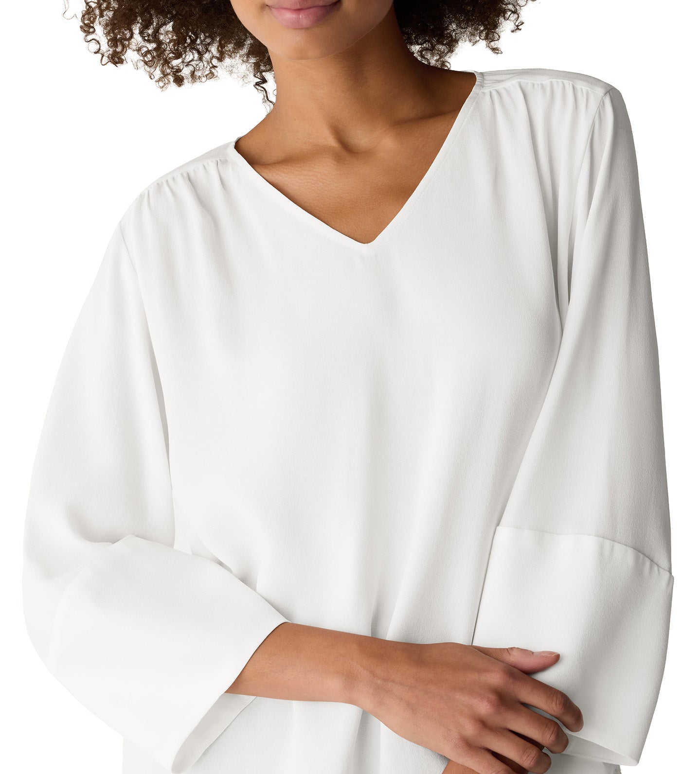 Silk Georgette Crepe V-Neck Top