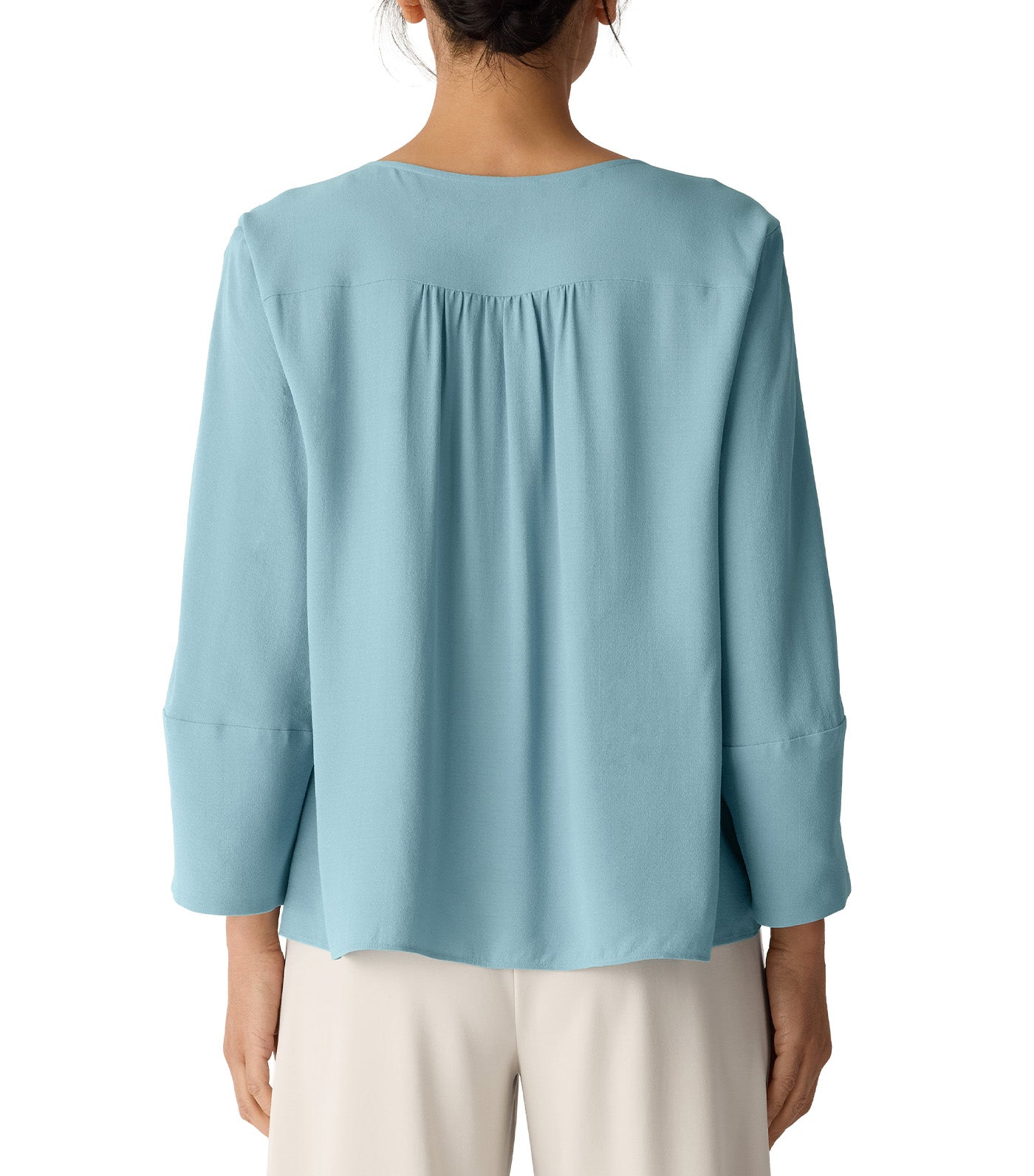 Silk Georgette Crepe V-Neck Top