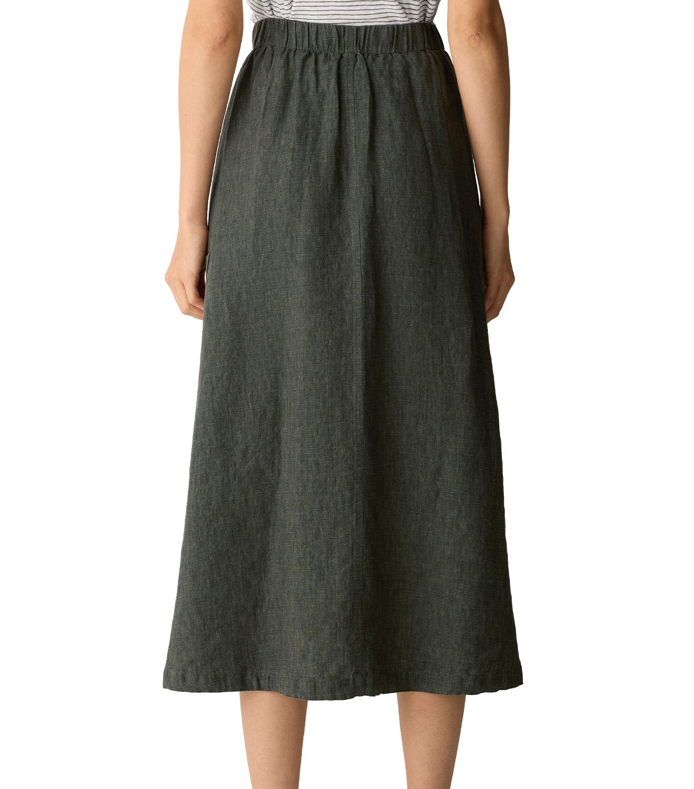 Washed Organic Linen Délavé Cargo Skirt Bayleaf