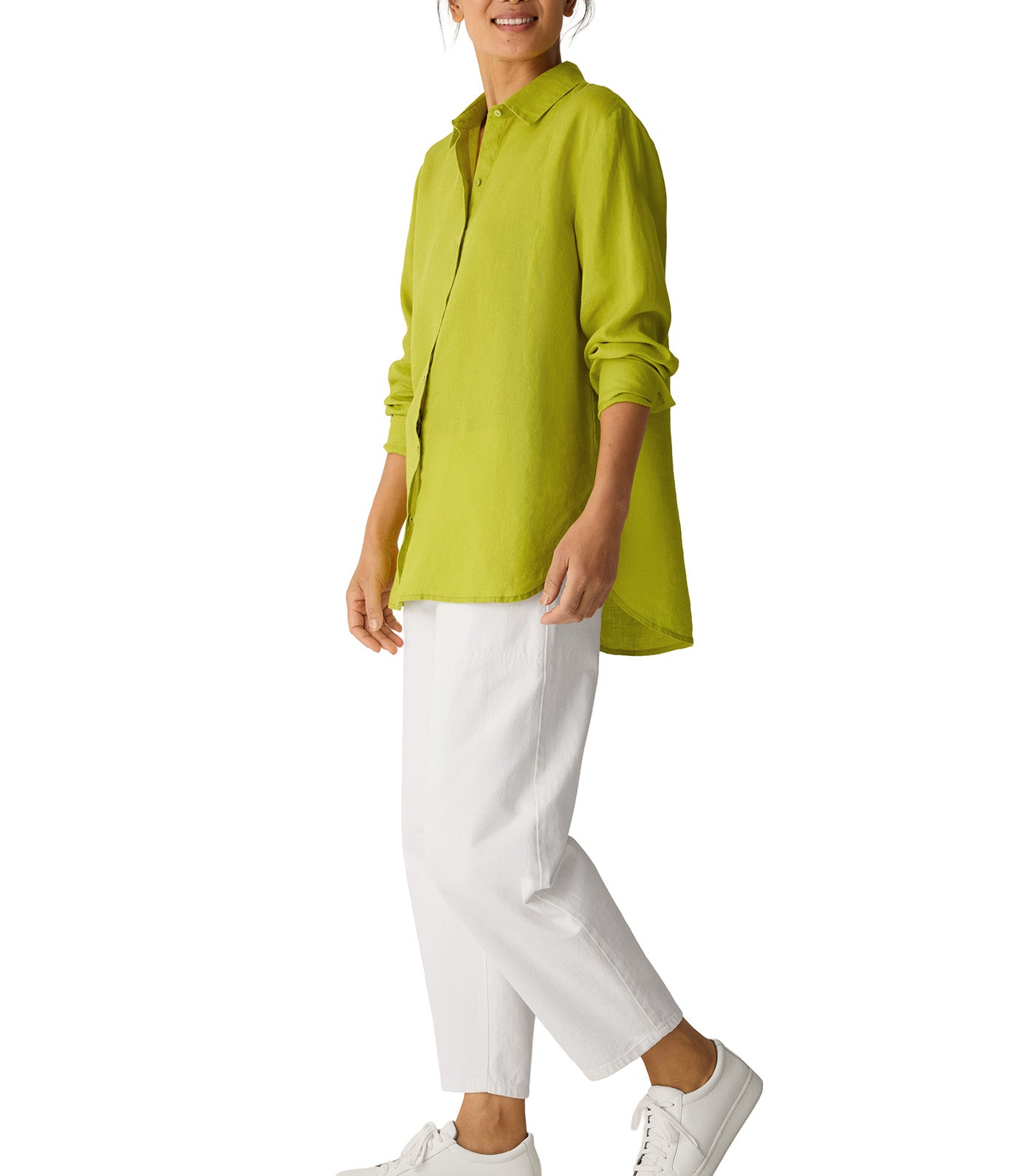 Organic Handkerchief Linen Classic Collar Shirt Citron