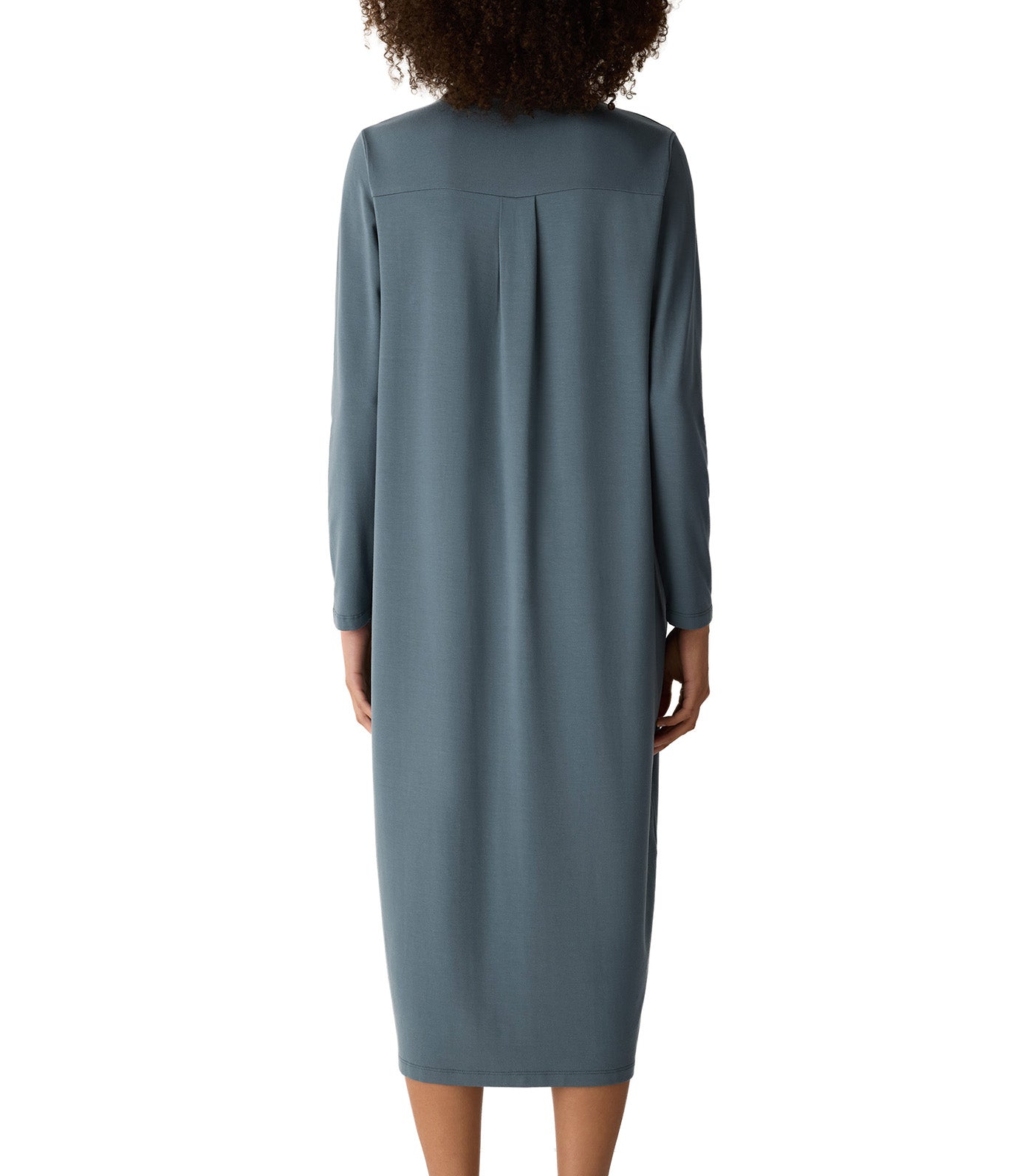 Stretch Jersey Knit Classic Collar Oval Dress Eucalyptus