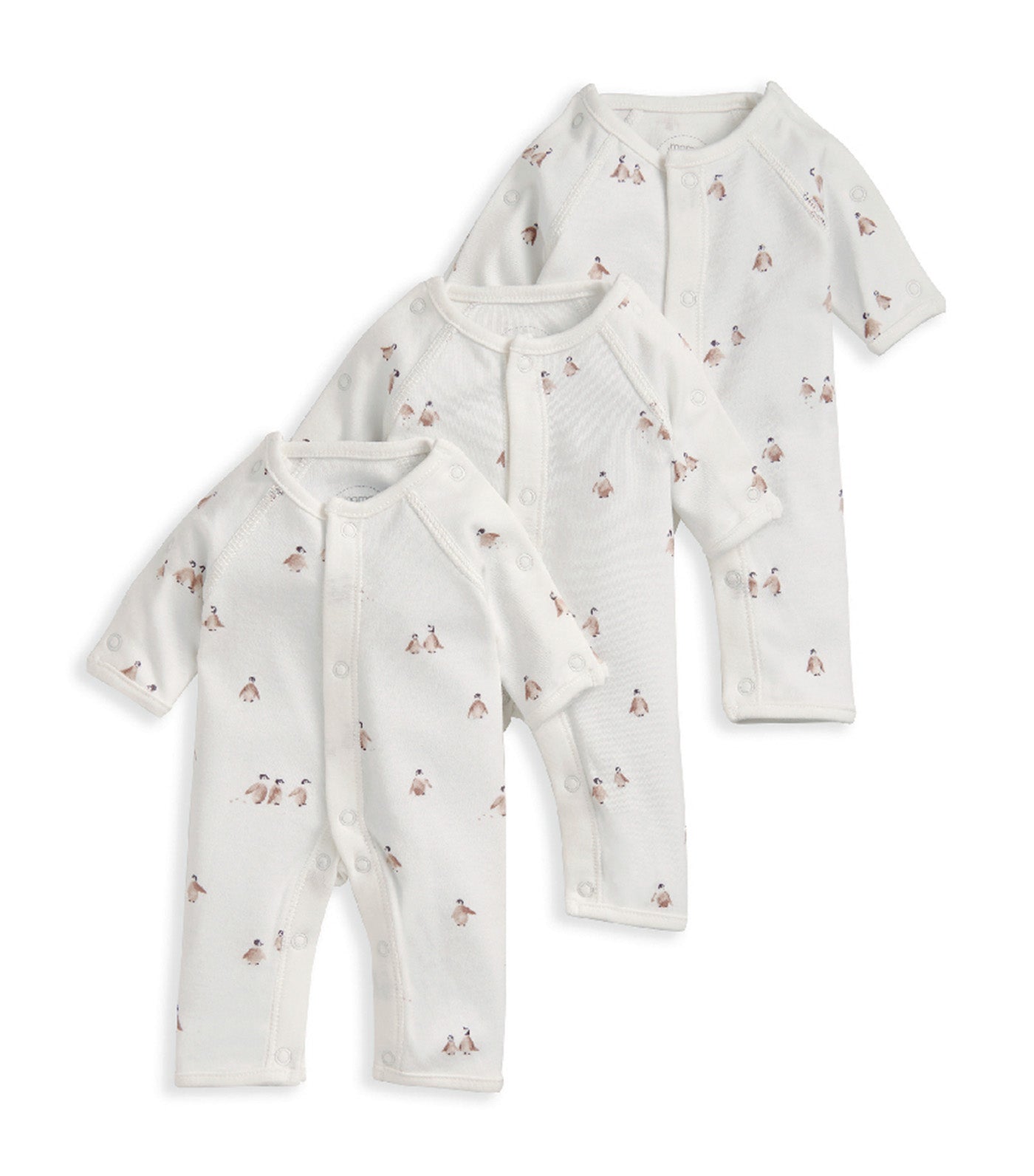 Mamas & Papas Premature Baby Penguin Rompers (Set of 3) White