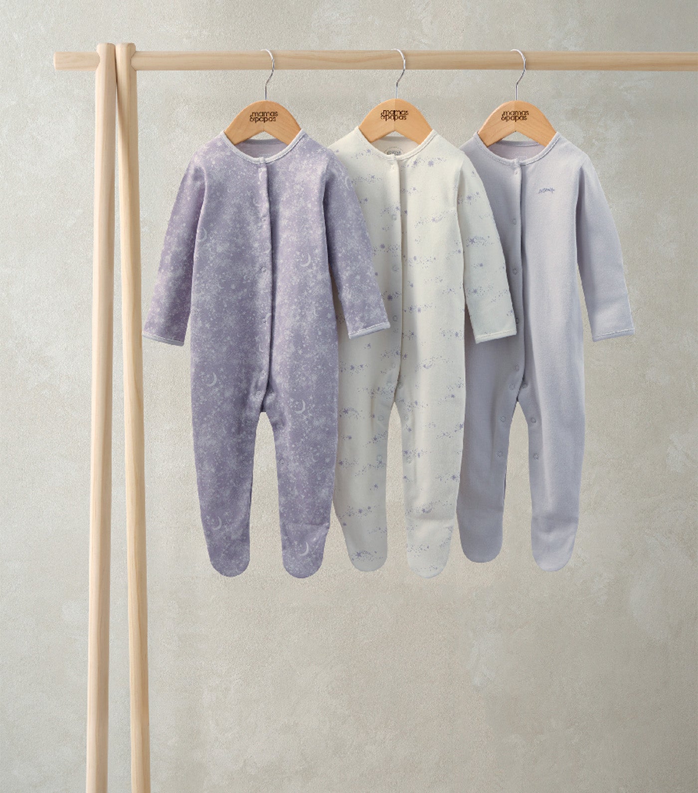 Mamas & Papas Pack of 3 Sleepsuits Mystical Stargazing