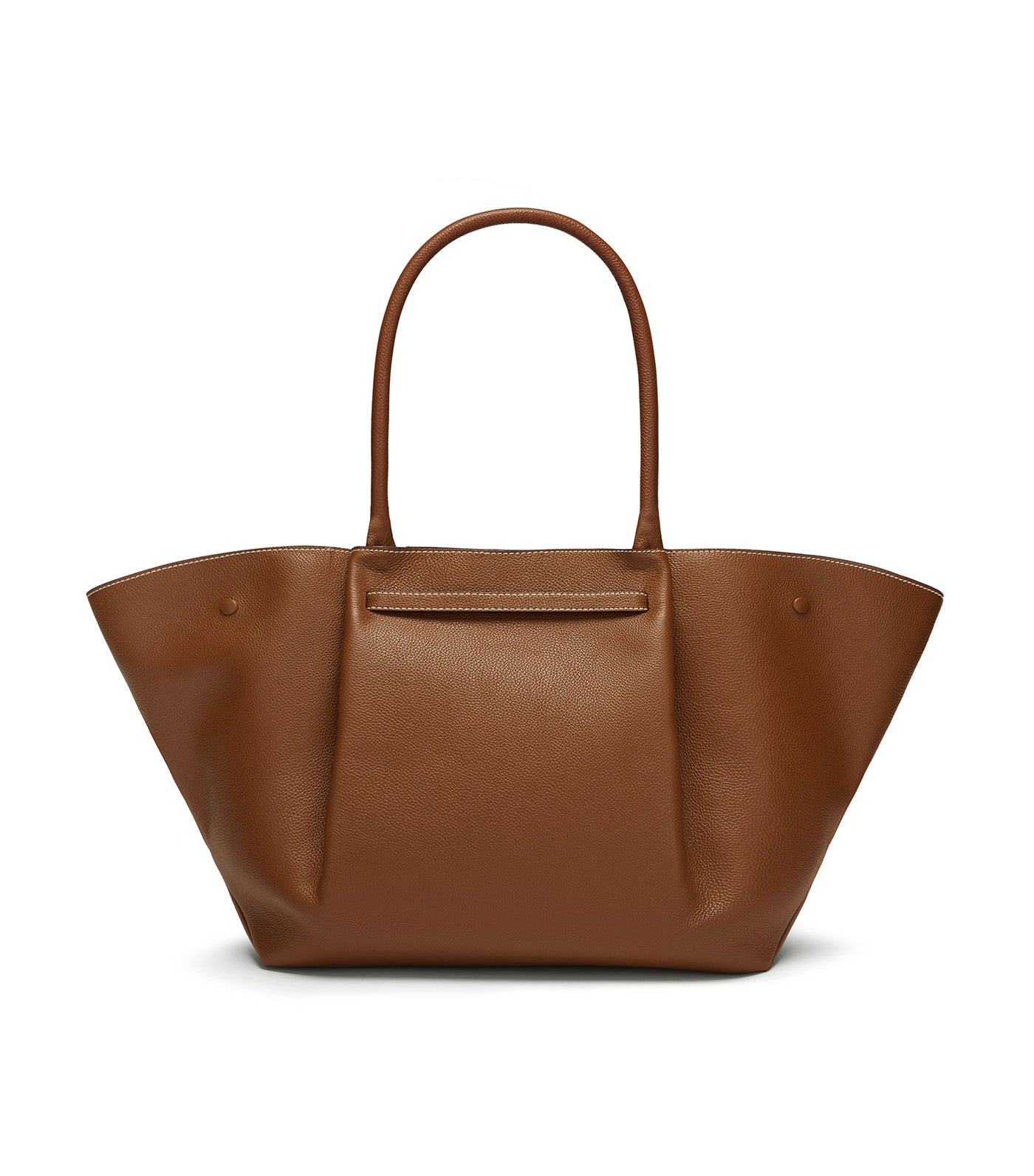 New York Tote Bag Tan Grain with Ecru Stitching