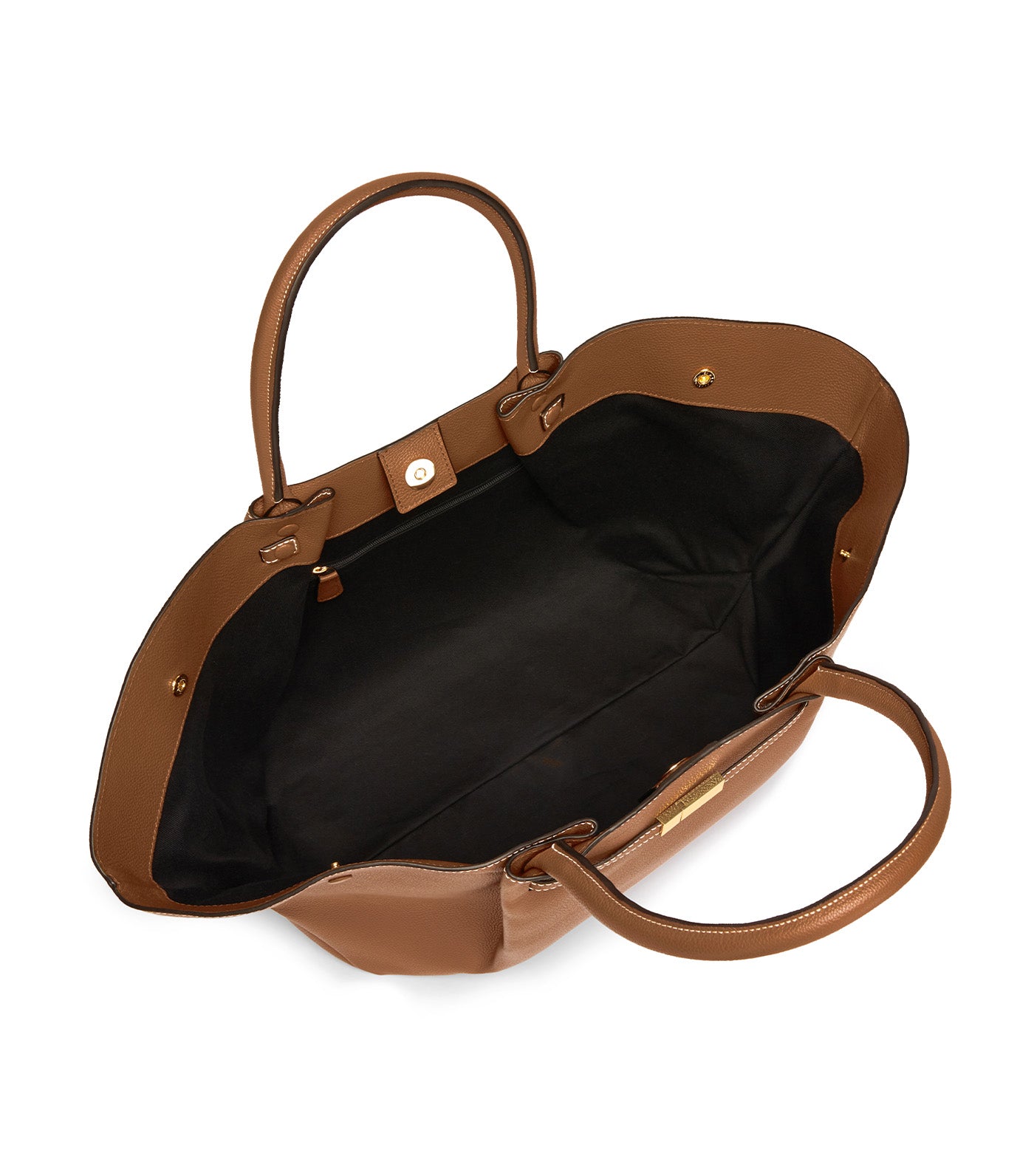 New York Tote Bag Tan Grain with Ecru Stitching