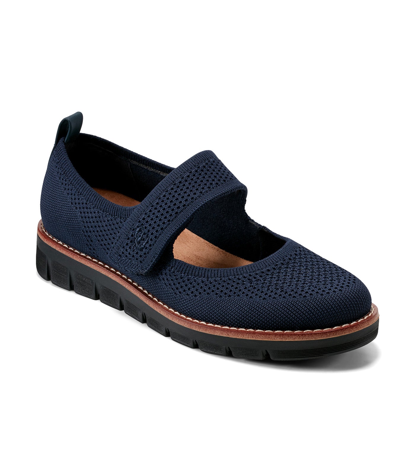 Venna Mary Jane Flats Dark Blue