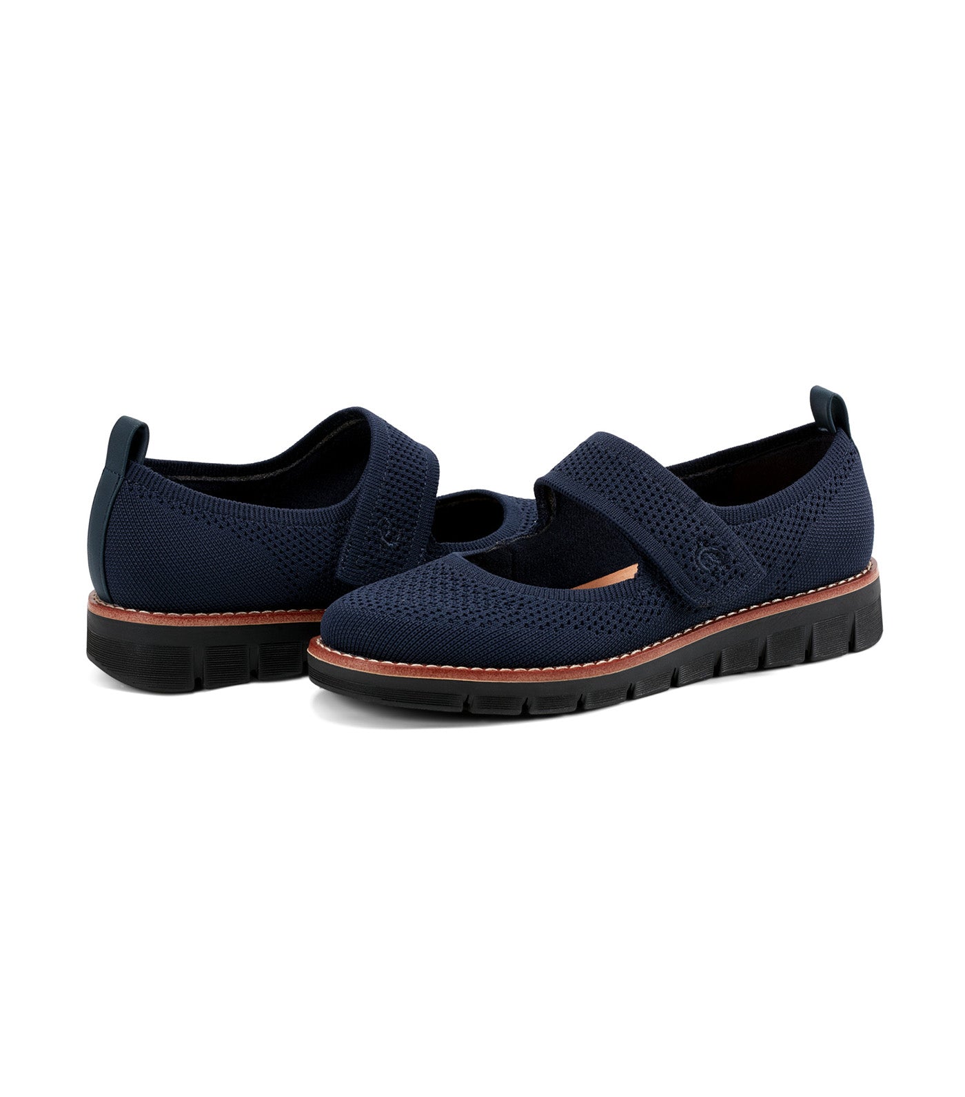 Venna Mary Jane Flats Dark Blue