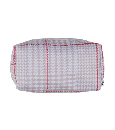 Peach Red Plaid Soft Cosmetic Case
