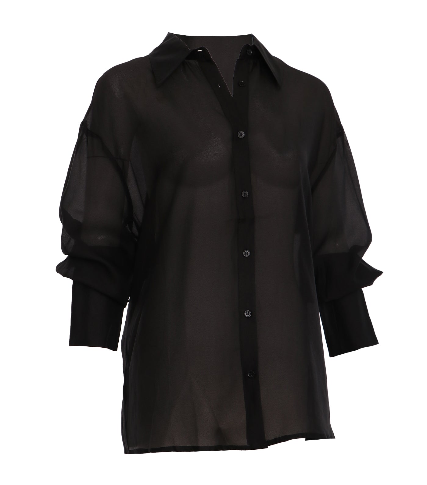 Zaila Oversize Sheer Polo Black