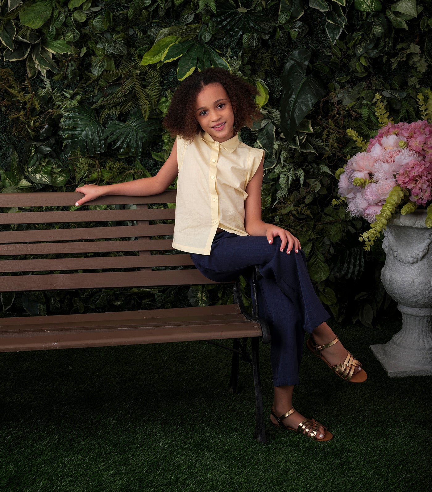 Alessa Sleeveless Button Up Shirt Yellow