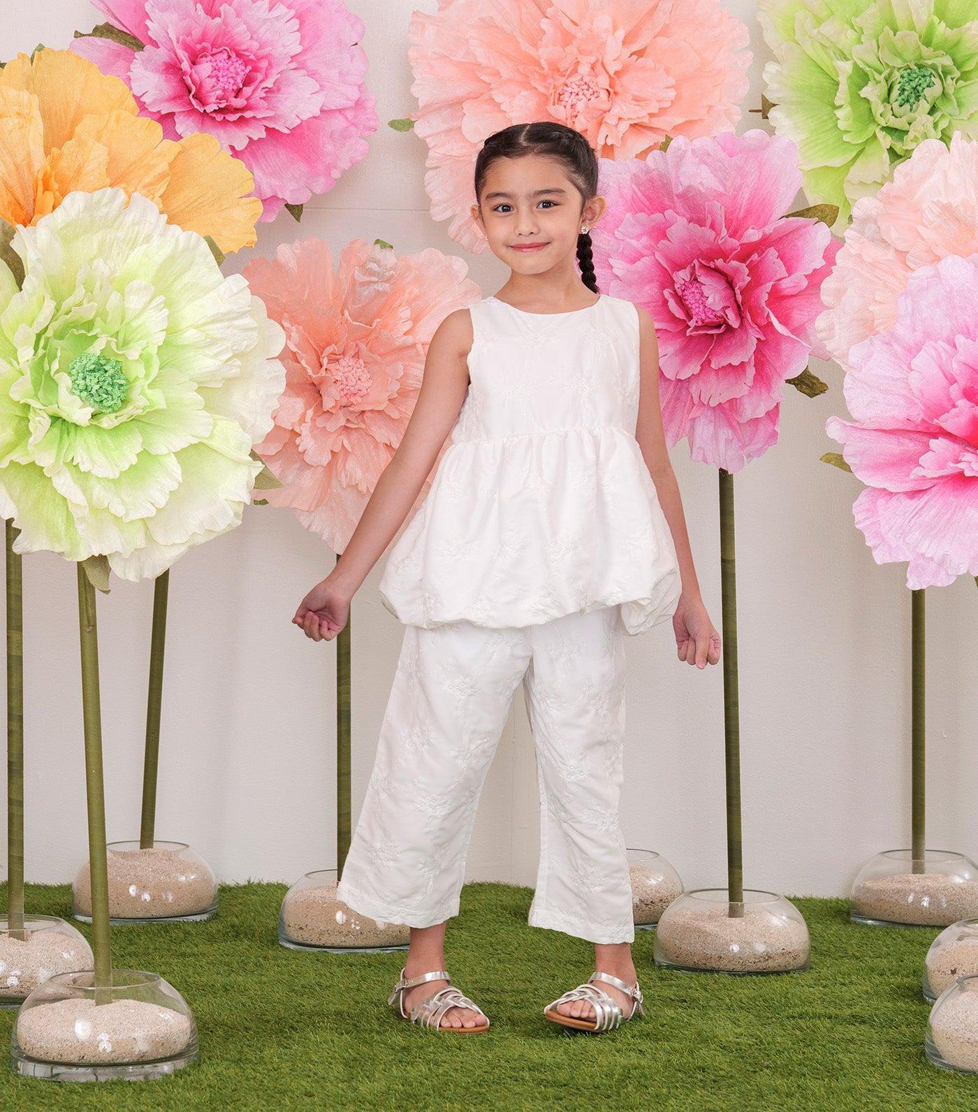 Bailey Bubble Round Neck Top White