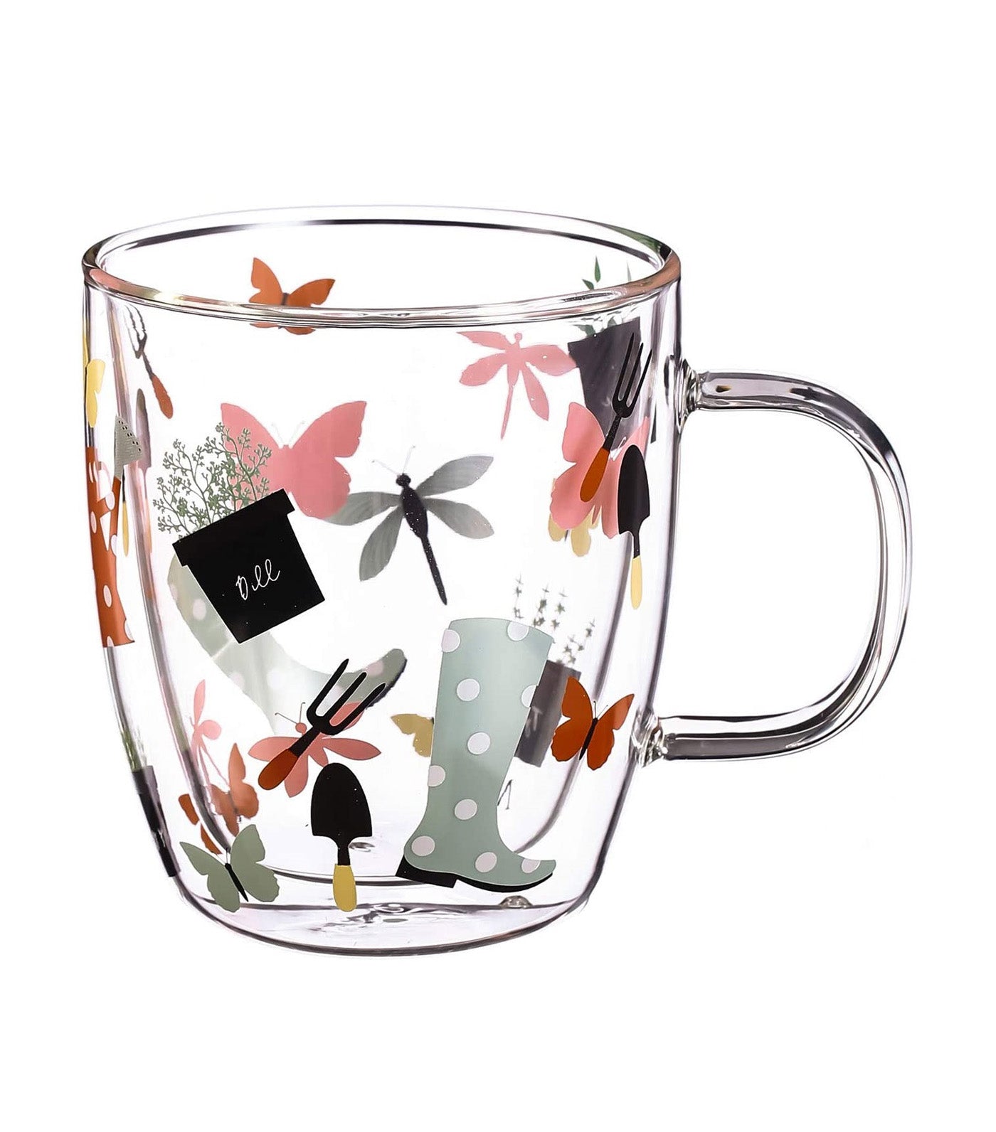 Sugarplum Lifestyle Garden Pink Pattern Glass Café Cup