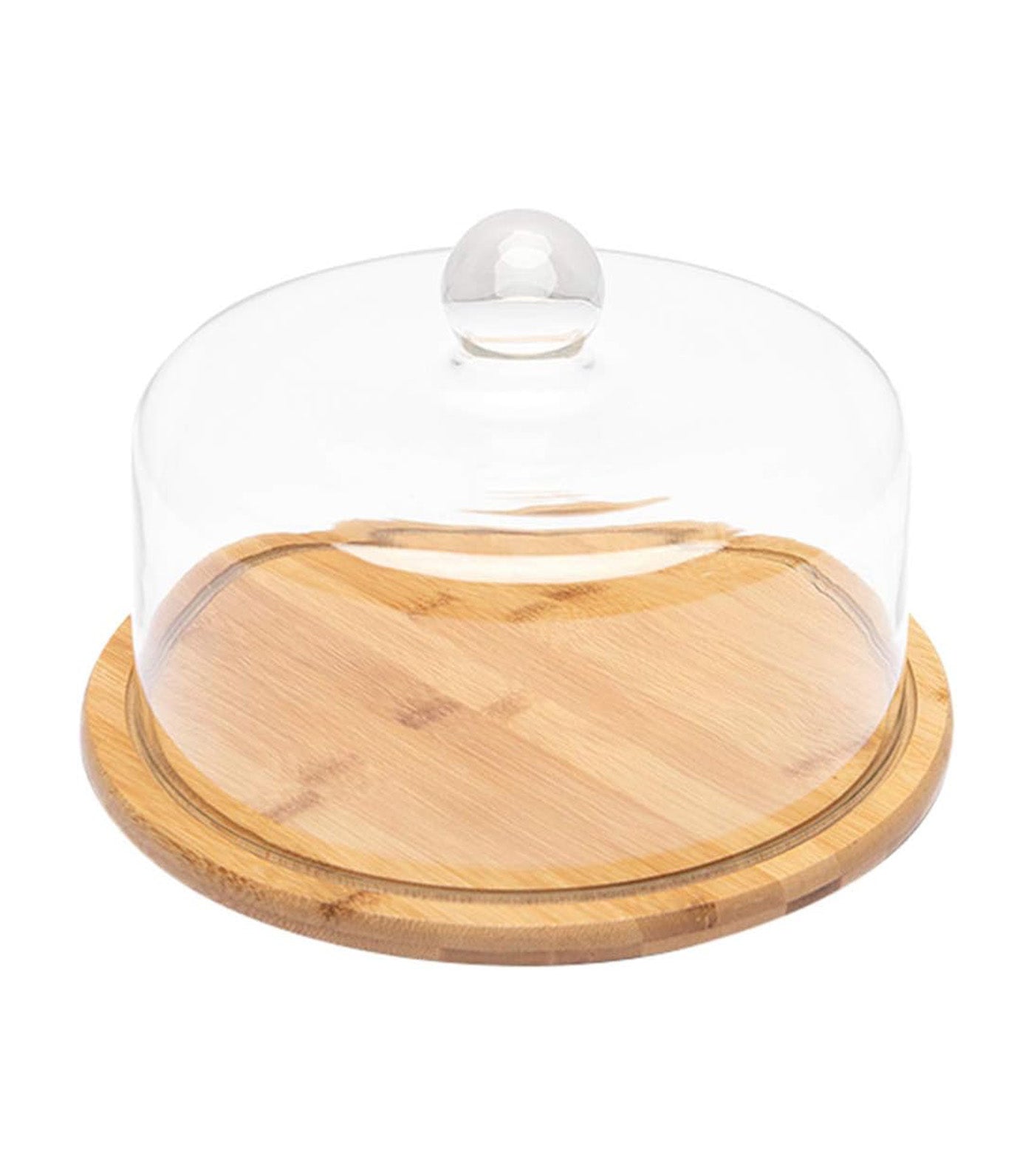 Lucille Glass Cake Dome with Bamboo Base