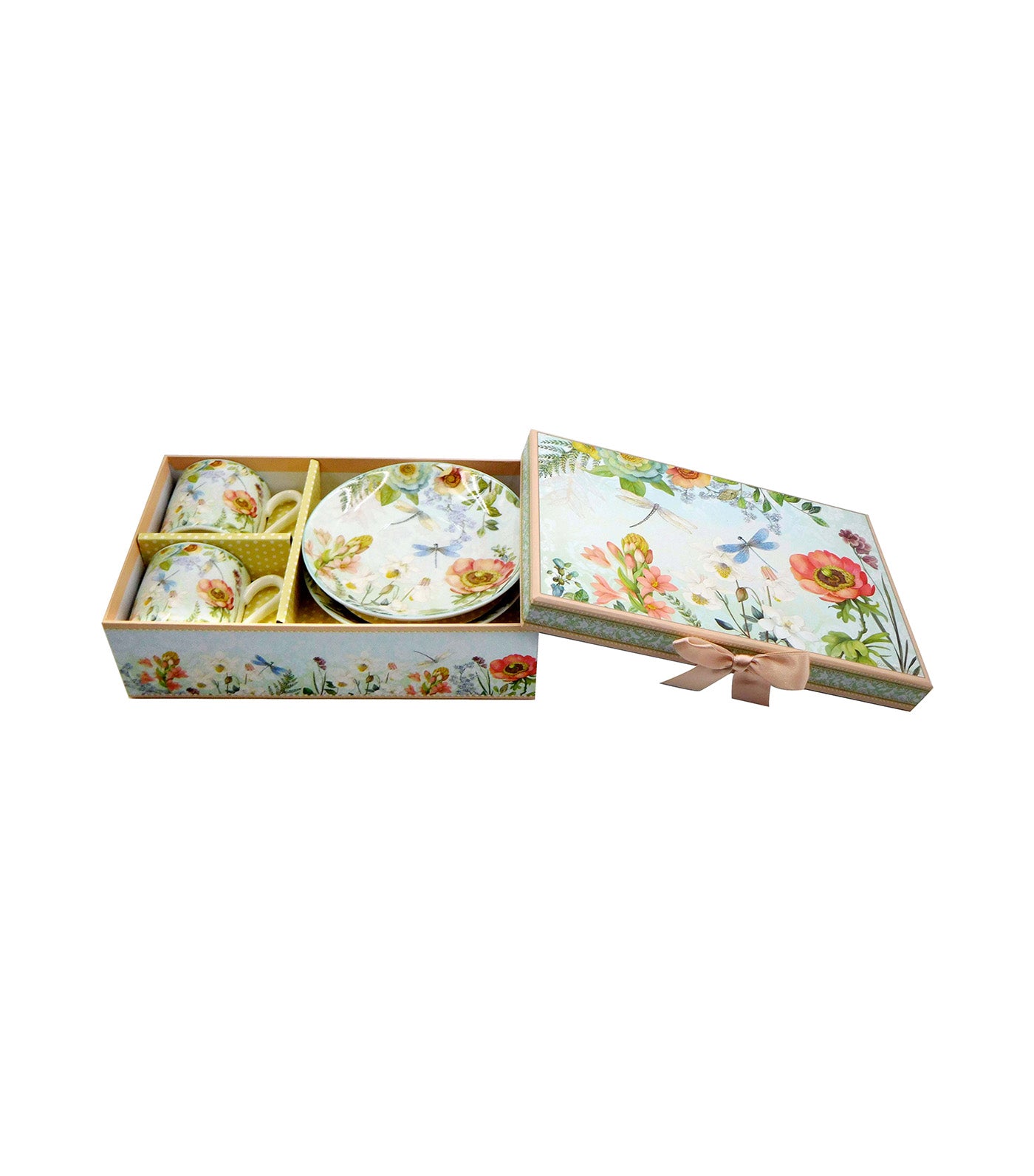 Sugarplum Lifestyle Orchard Garden Collection Set of 2 Porcelain Espresso Cup and Saucer