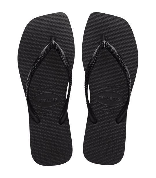 Slim Square Flip Flops Black