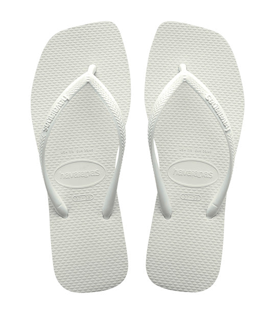 Slim Square Flip Flops White