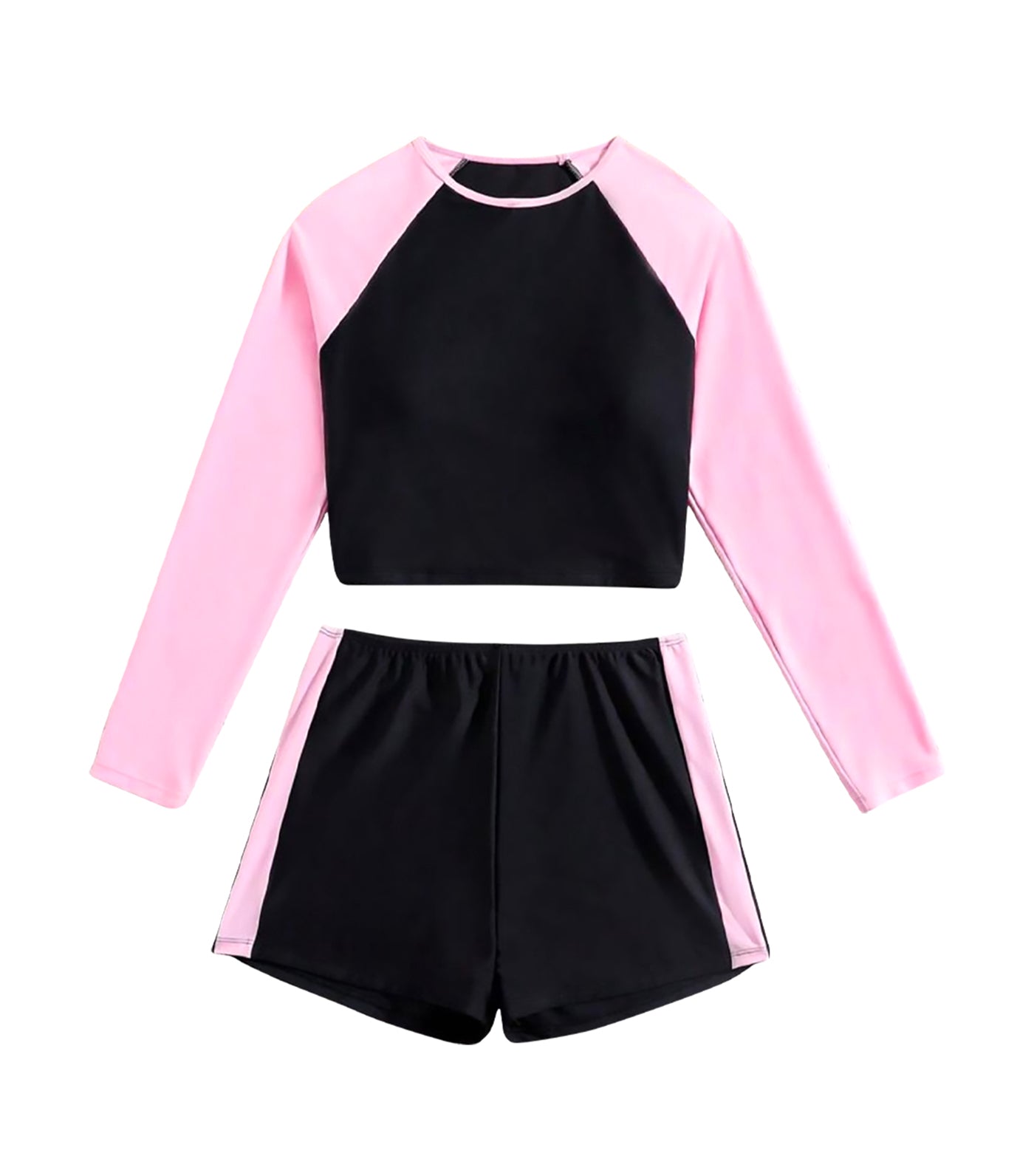 Solid Rashguard for Teens Black and Pink
