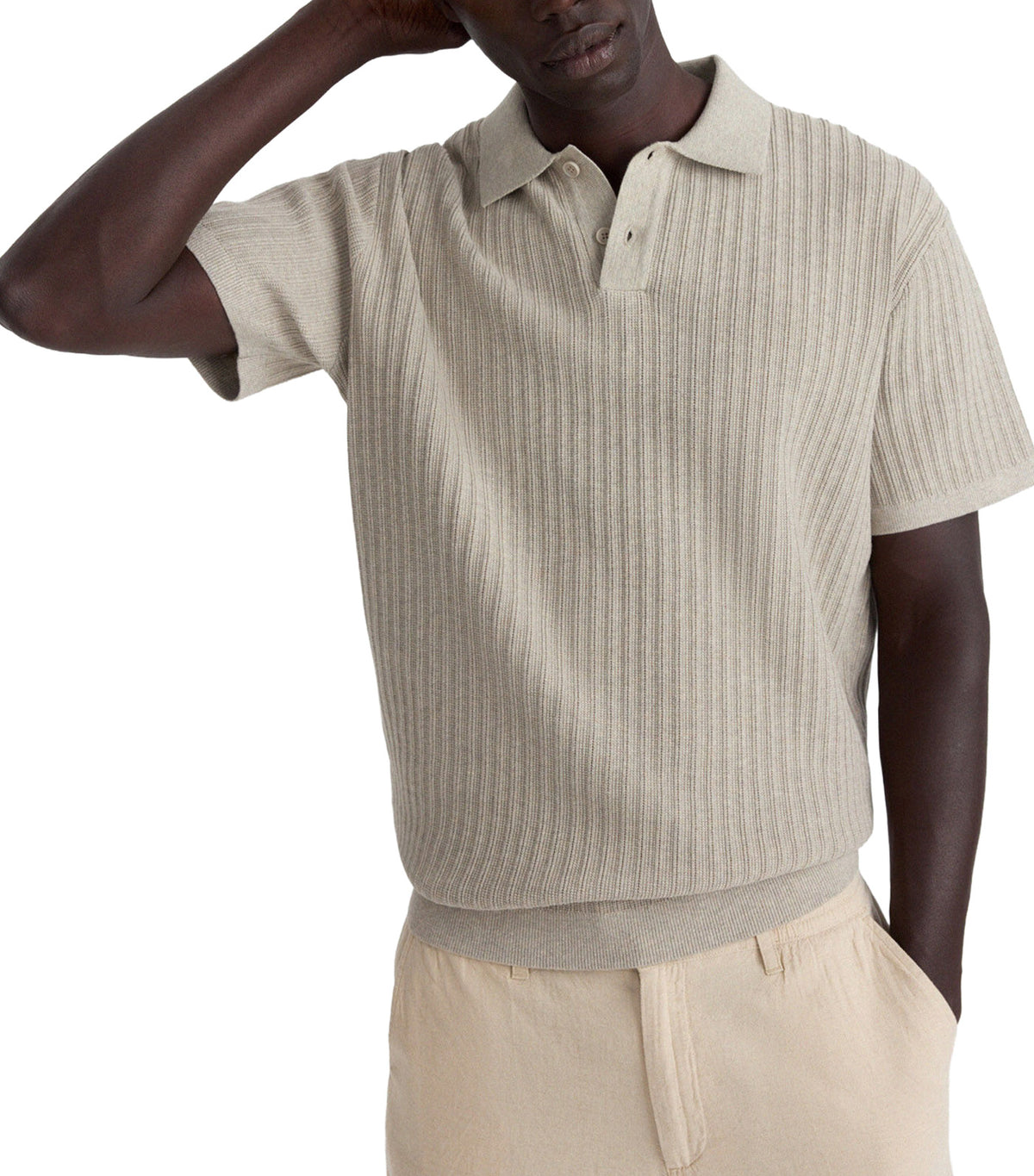 Vertical Structure Polo Shirt Sand