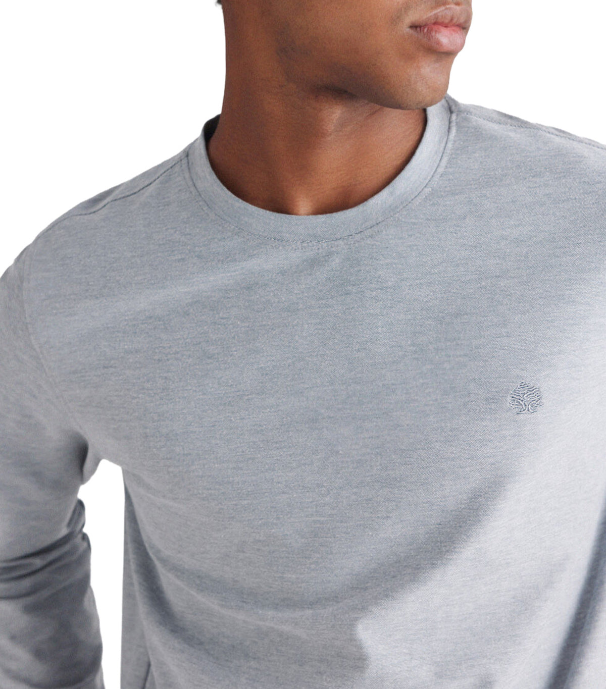 Long-Sleeved Oxford Piqué T-Shirt Light Blue