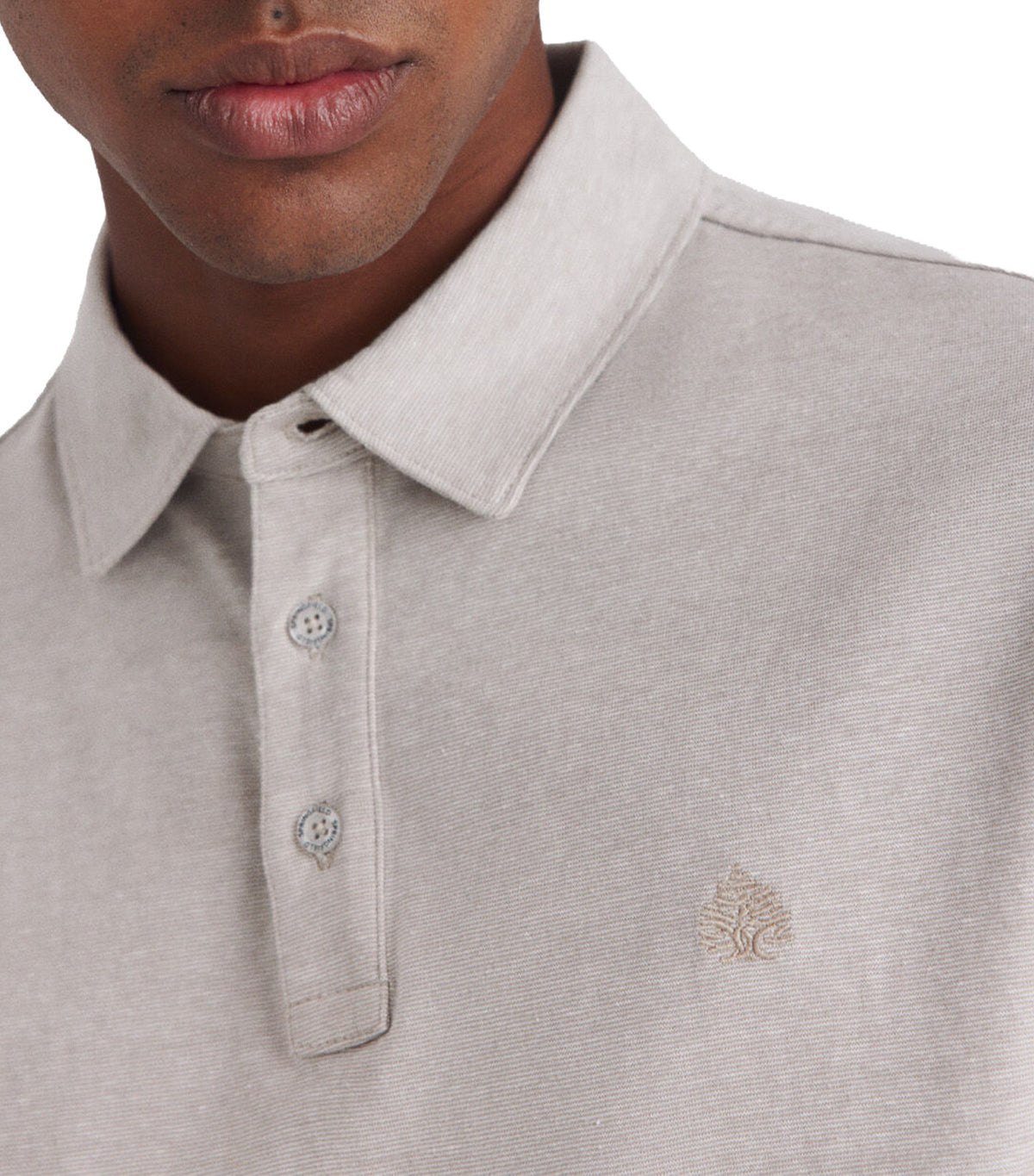 Slim Fit Micro-Striped Jersey Polo Shirt Sand