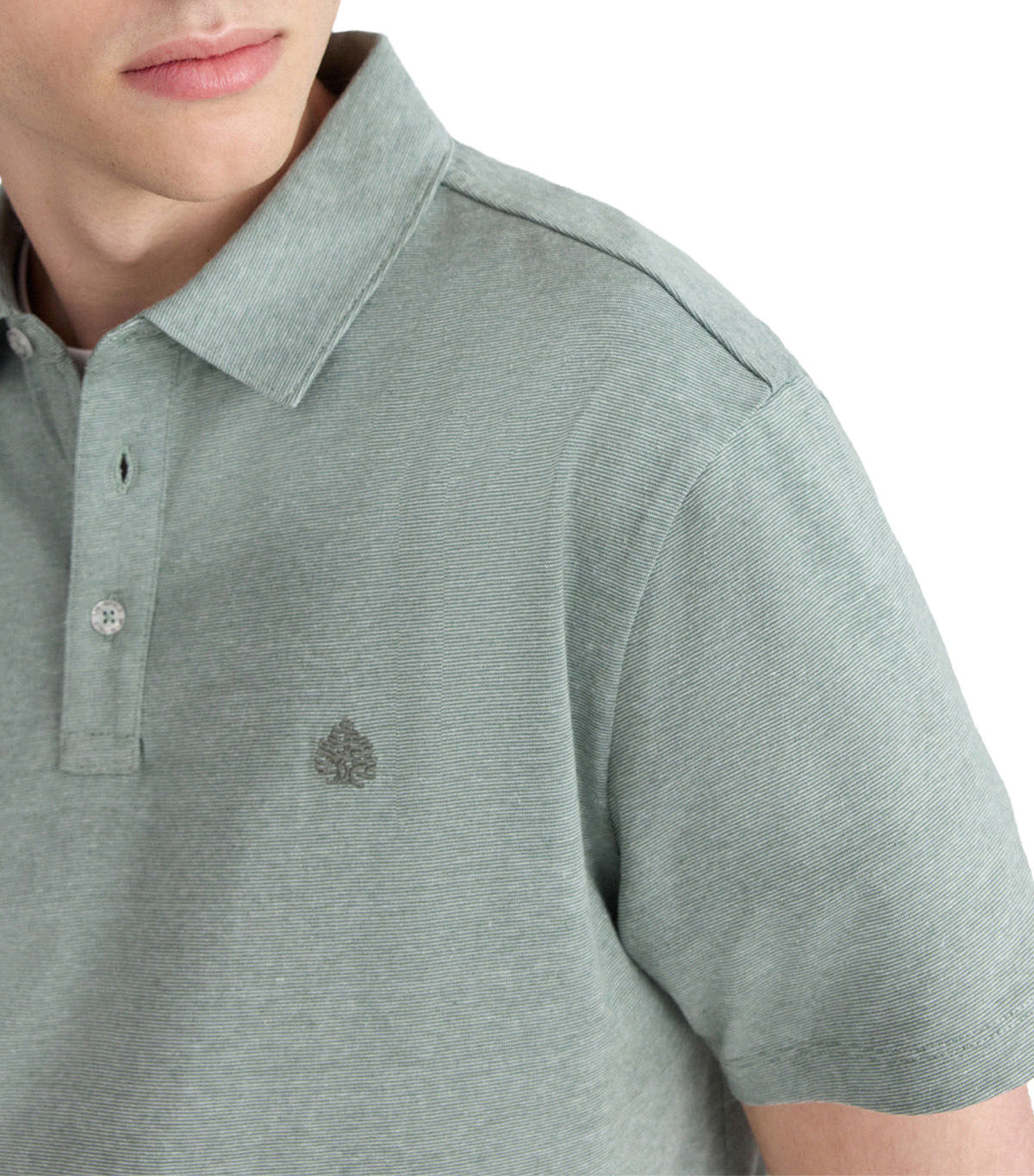 Slim Fit Micro-Striped Jersey Polo Shirt Green