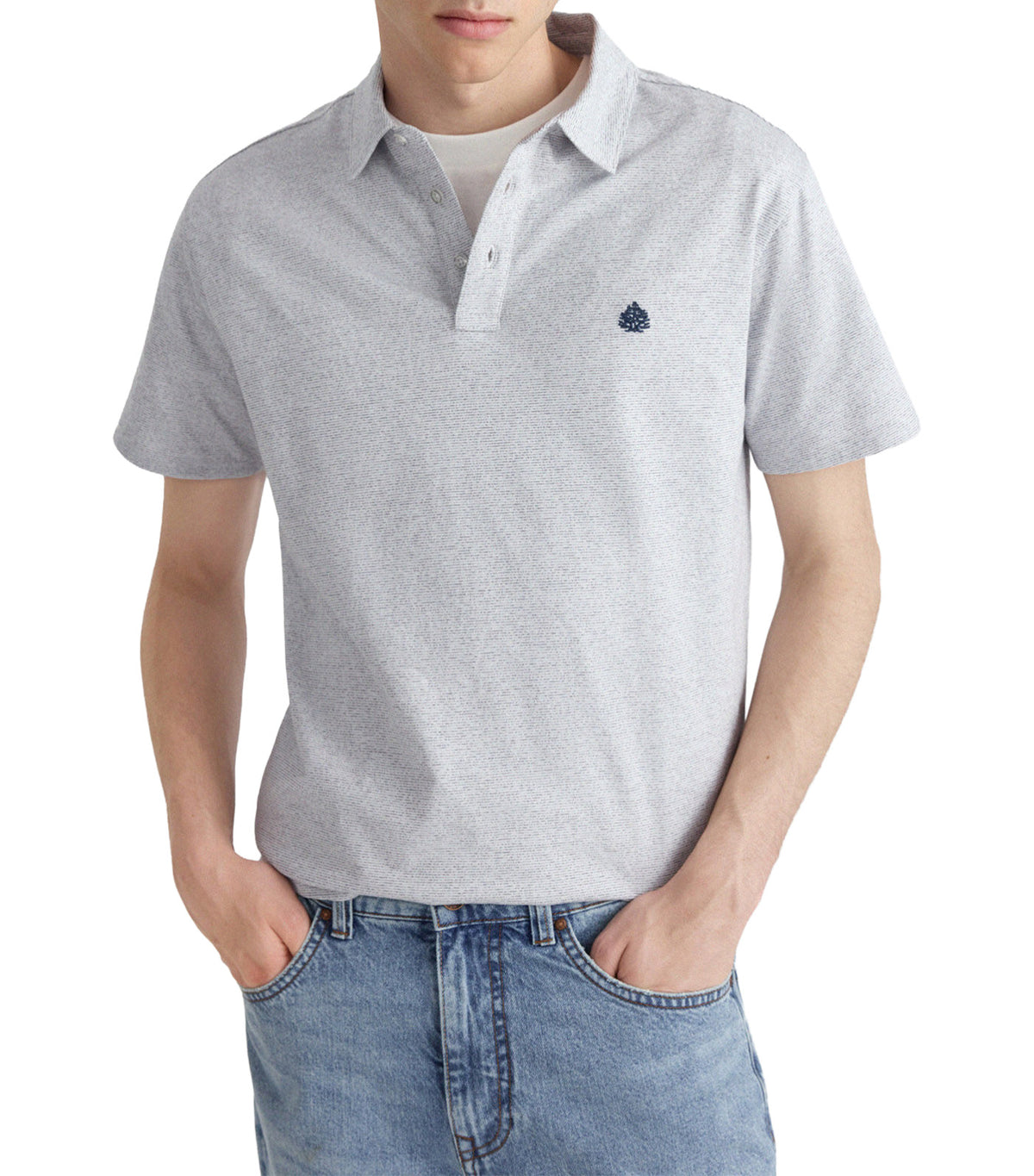 Slim Fit Micro-Striped Jersey Polo Shirt Ivory