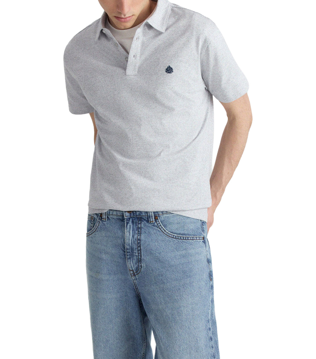 Slim Fit Micro-Striped Jersey Polo Shirt Ivory