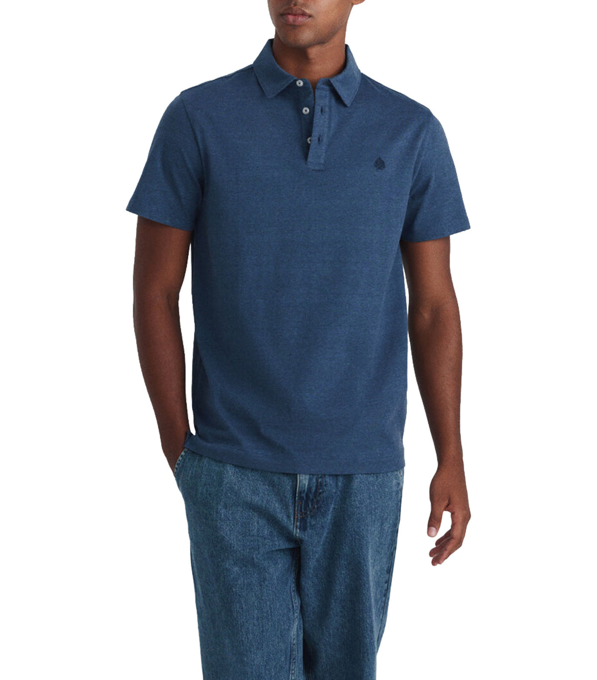 Slim Fit Micro-Striped Jersey Polo Shirt Medium Blue