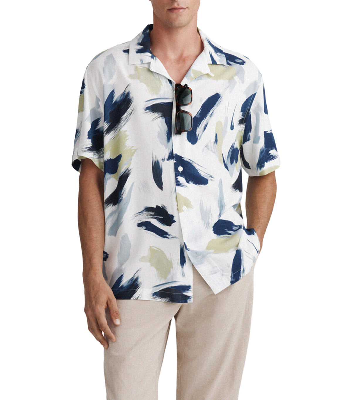 Printed Bowling Shirt Khaki Print